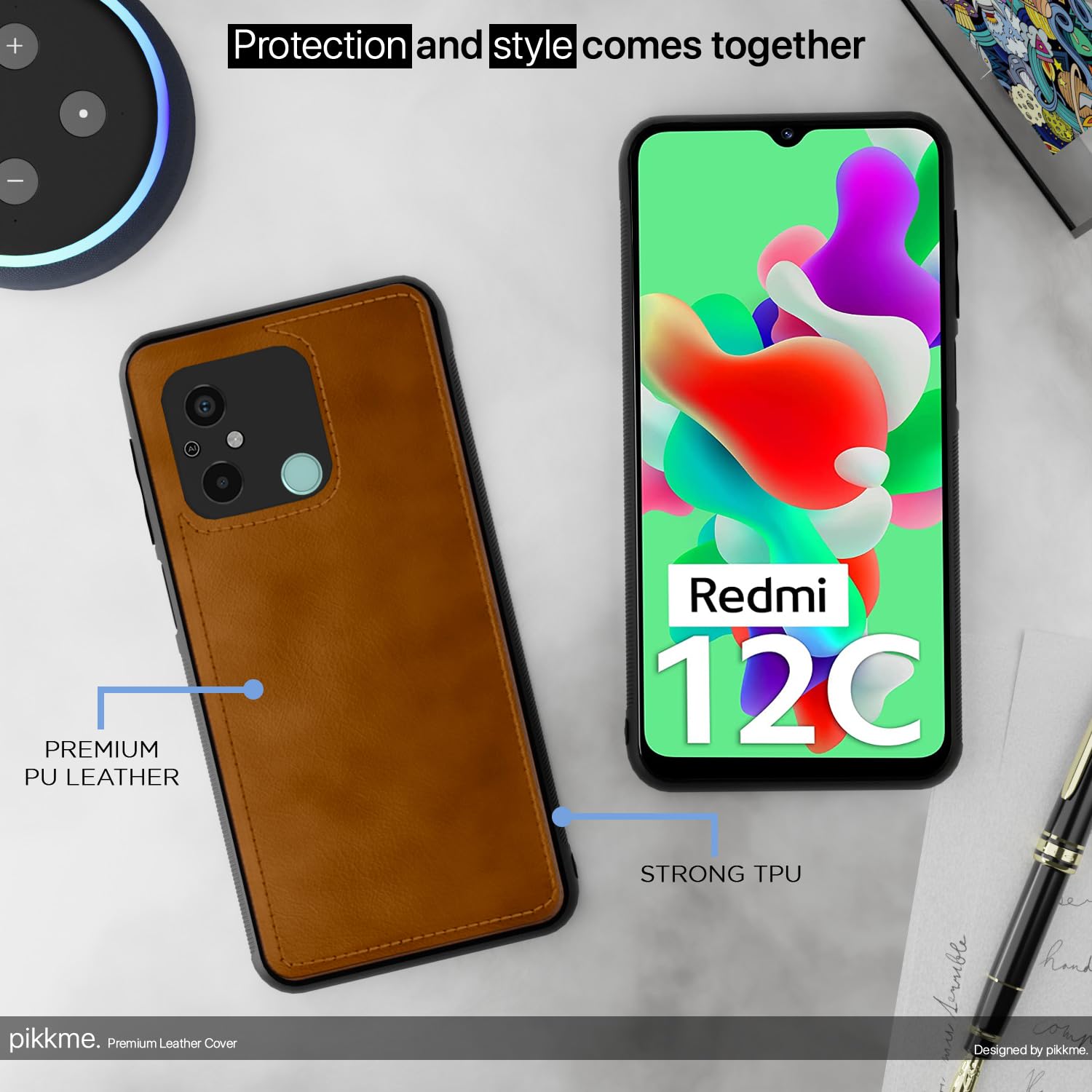 Pikkme Redmi 12C/Poco C55 Leather brown mobile cover – photo 5