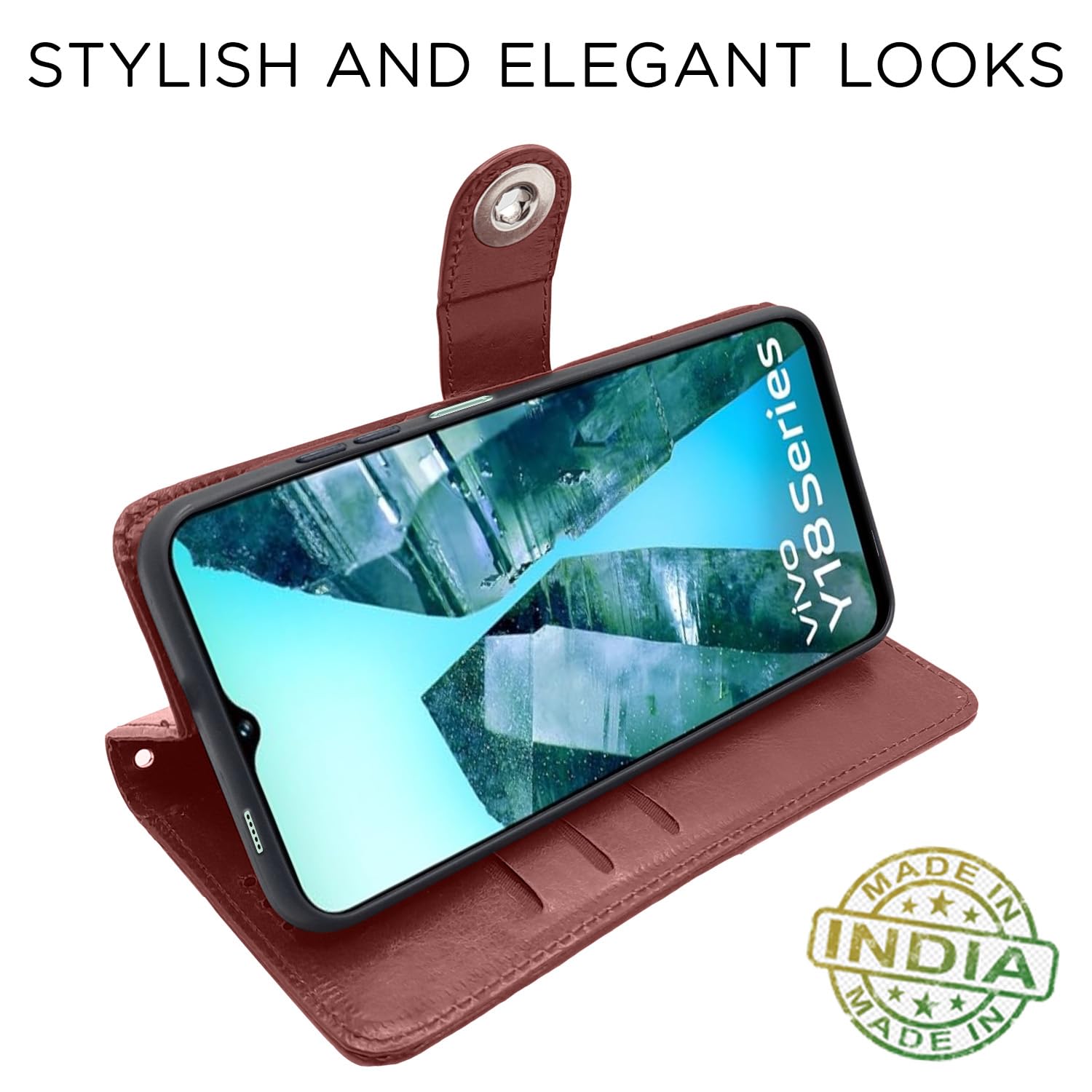 Brown mobile flip cover for iQOO Z9 Lite 5G/Vivo T3 Lite 5G/Vivo Y18/Y18e/Y03 – Pikkme – photo 5
