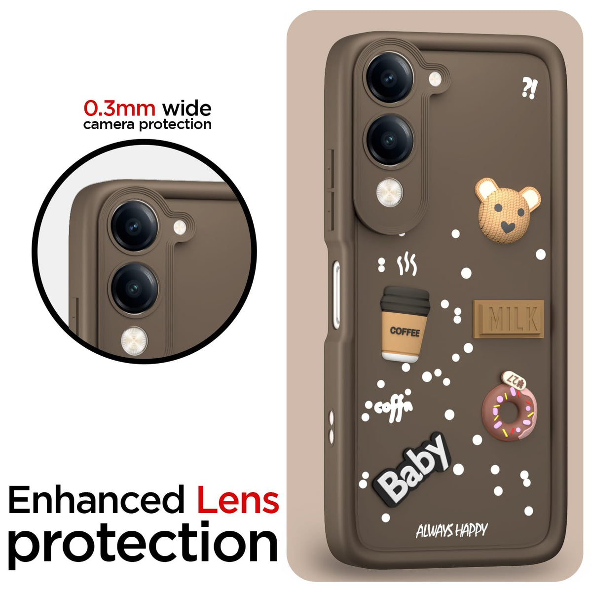 iQOO Z10 Lite 5G/Vivo T4 Lite 5G/Y19 5G/Y19e/Y04 4G/Y29s 5G/3D Silicone mobile back cover in brown by Pikkme – photo 5