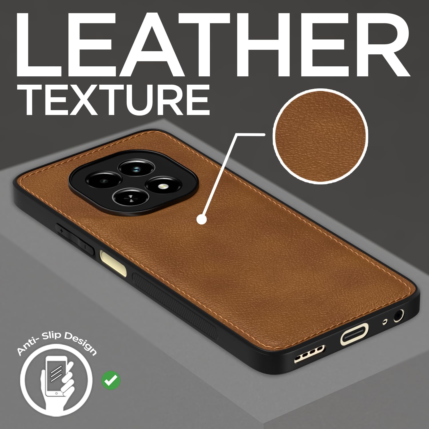 Pikkme Realme C63 5G Leatherback Back Case | Brown