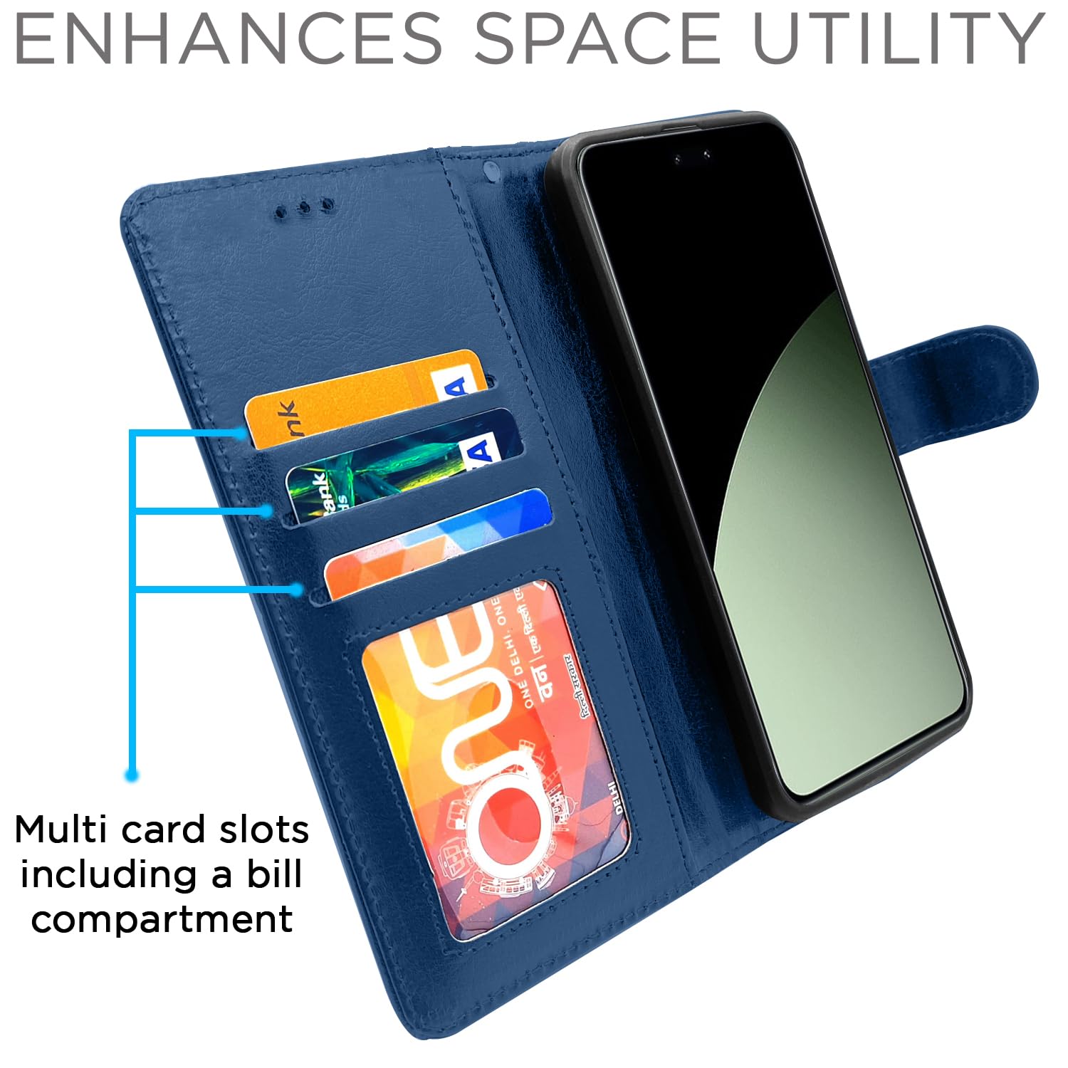 Pikkme Xiaomi Civi 4 Pro 5G, Xiaomi 14 Civi 5G Vintage Flip Cover (Blue)