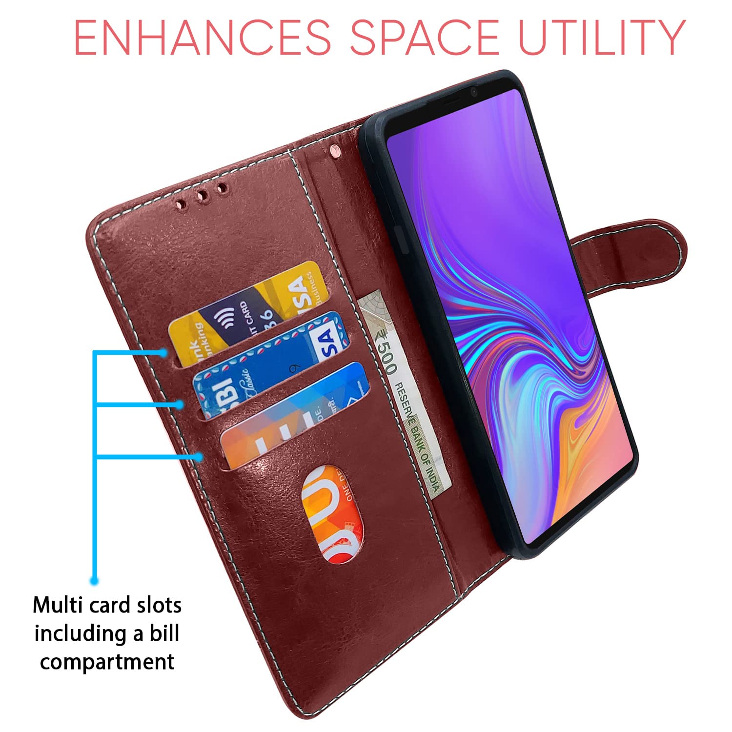Samsung A9 2018 5G Magnetic flip case in brown & coffee by Pikkme – photo 3