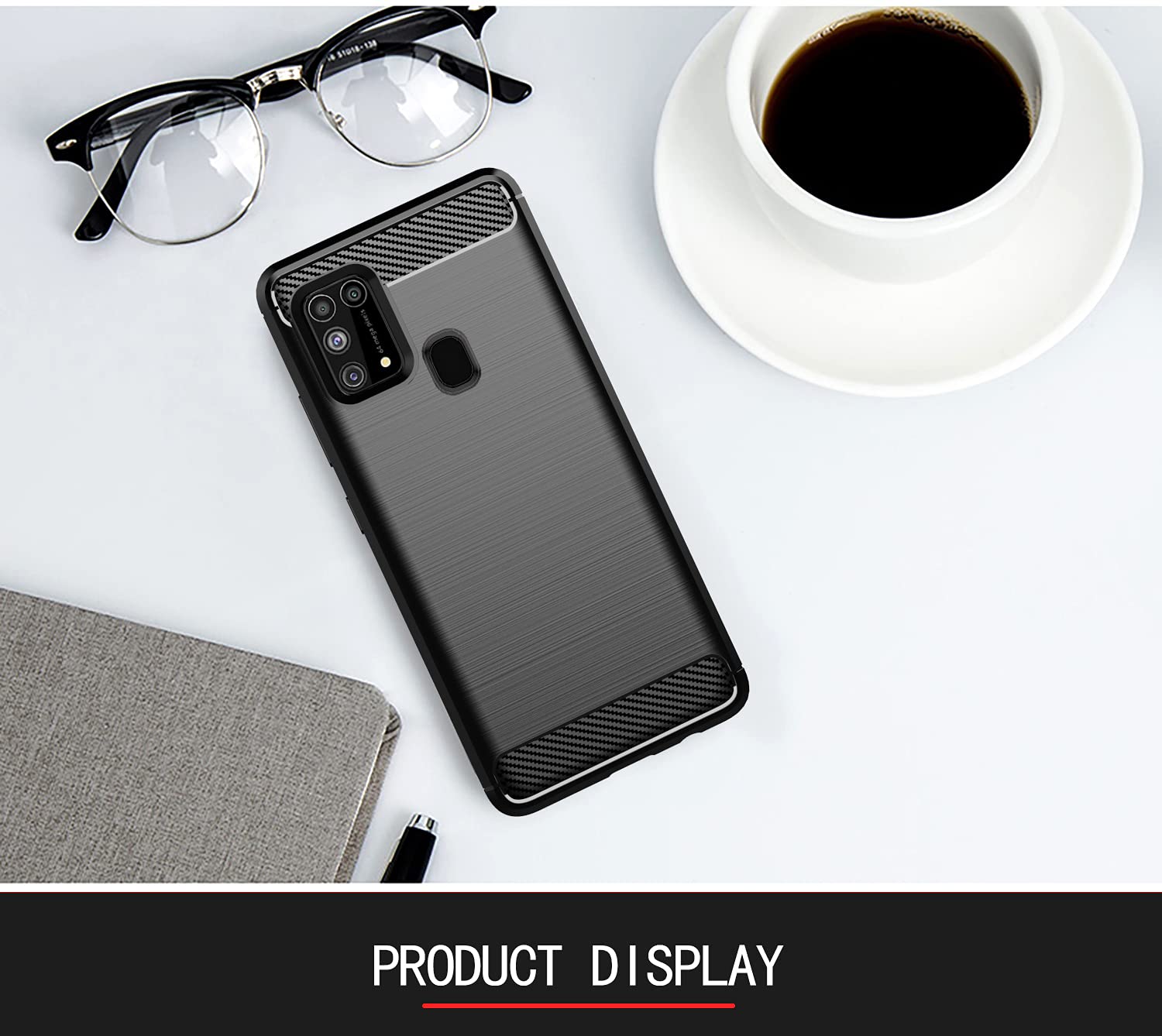 Pikkme Samsung Galaxy M31 / F41 / M31 Prime Hybrid Carbon Fiber Back Cover | Black