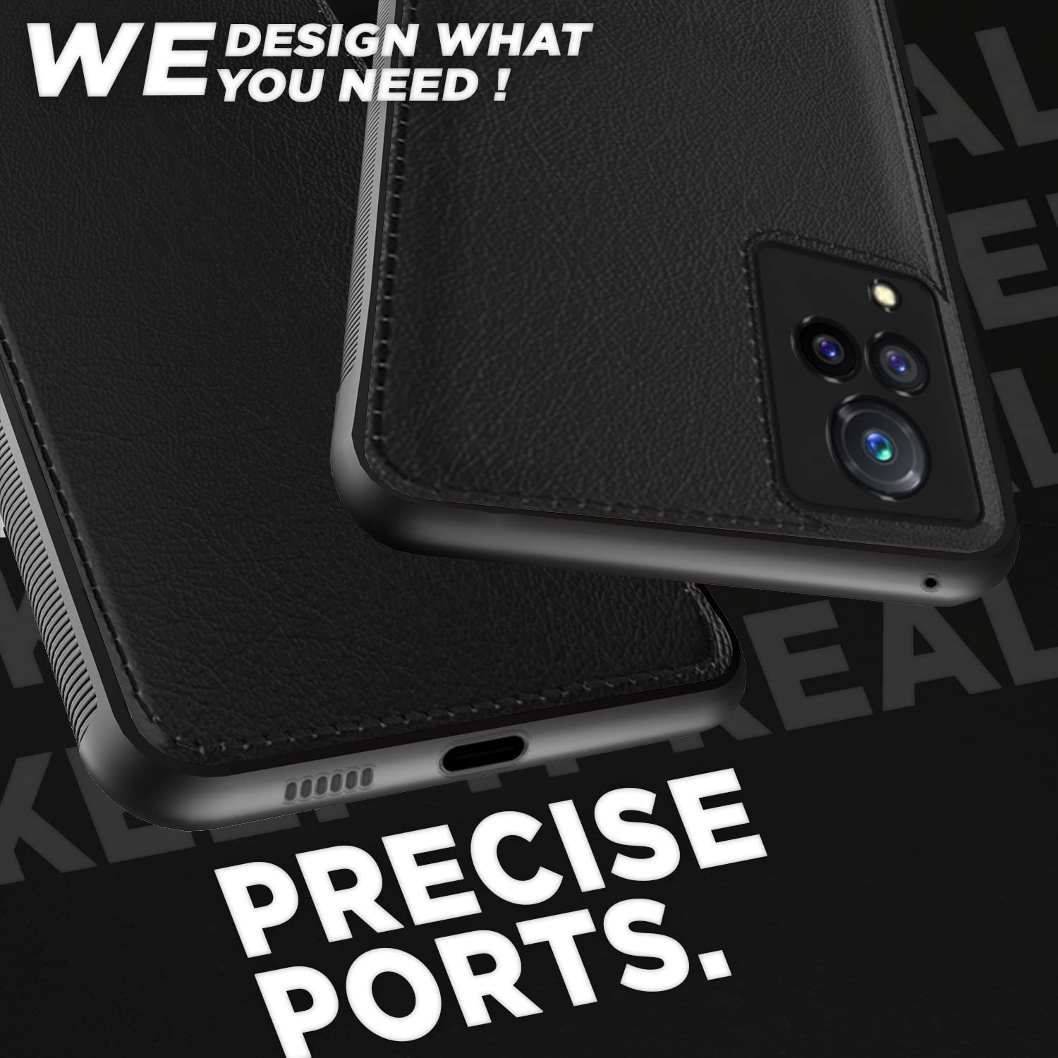 Pikkme Vivo V21 5G Leatherback Back Case | Black