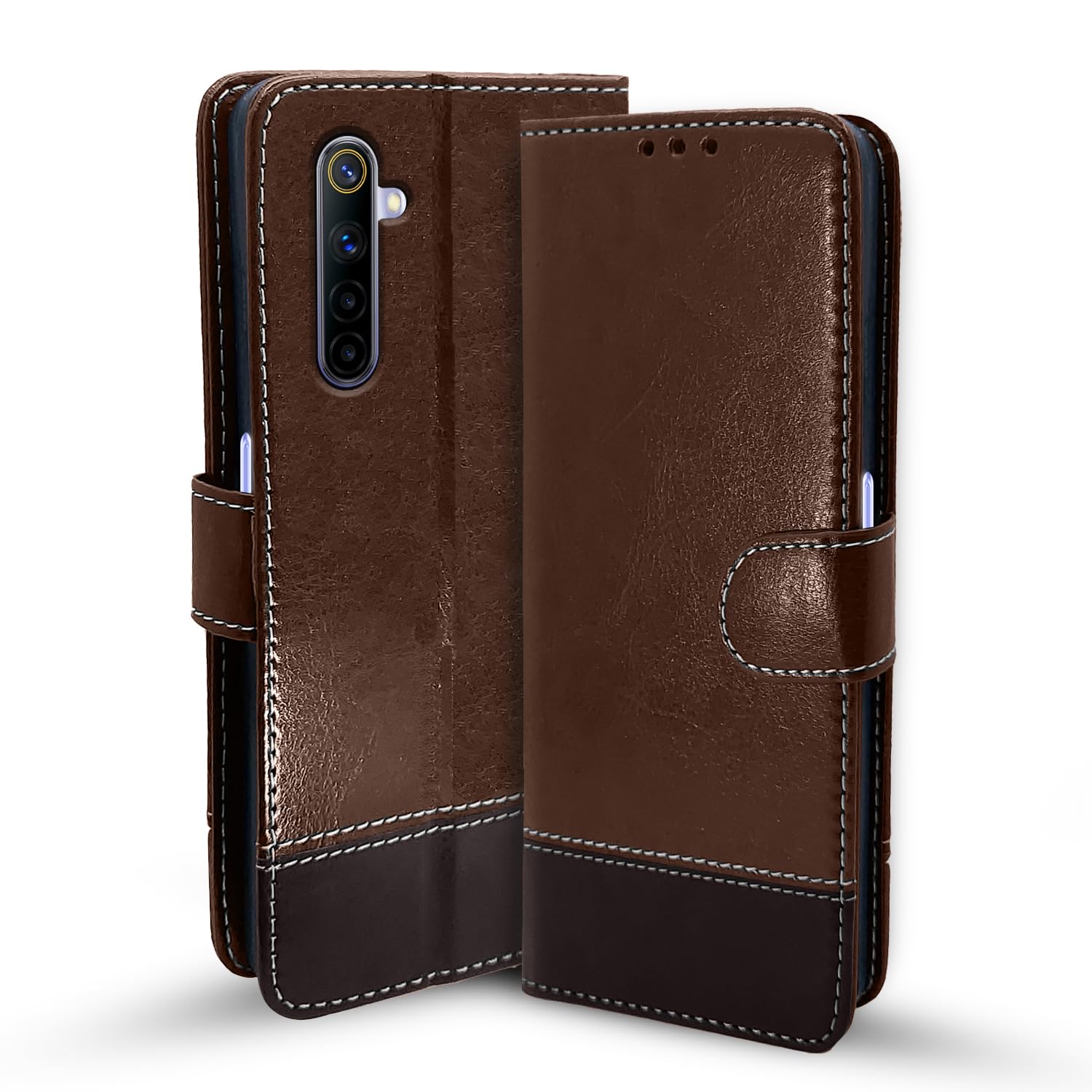 Pikkme Realme 6/6i Magnetic brown & coffee wallet flip cover