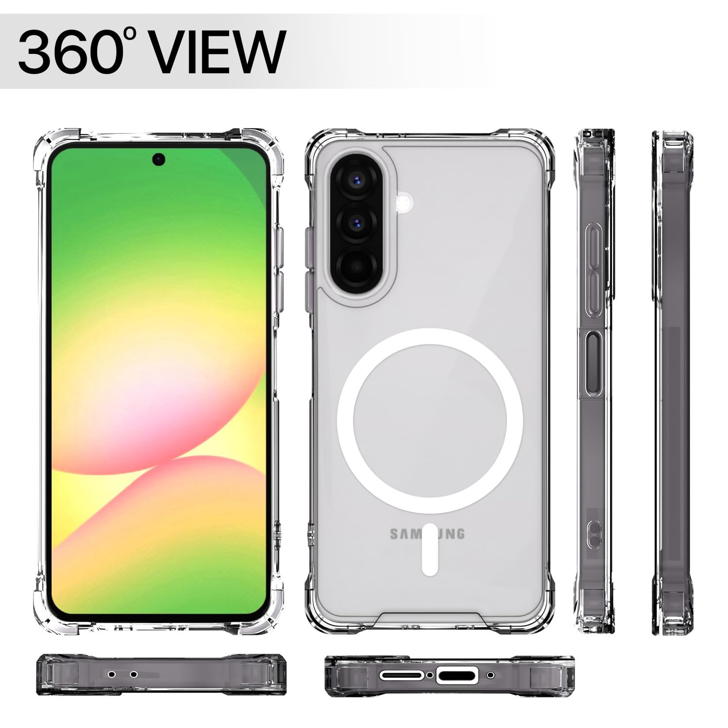 Pikkme Samsung Galaxy A26 5G Mag-Safe Shockproof PC + TPU Back Cover (Transparent)