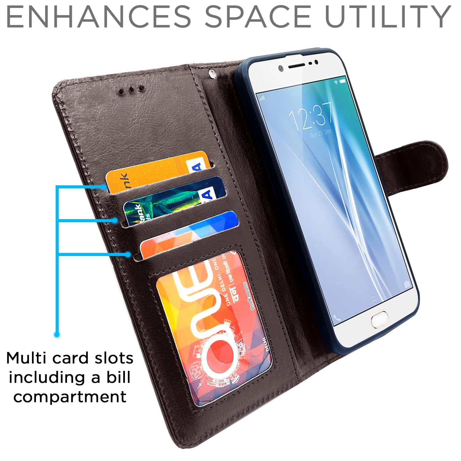 Pikkme Vivo V5 / V5S / Y66 / Y67 Vintage Flip Cover | Coffee