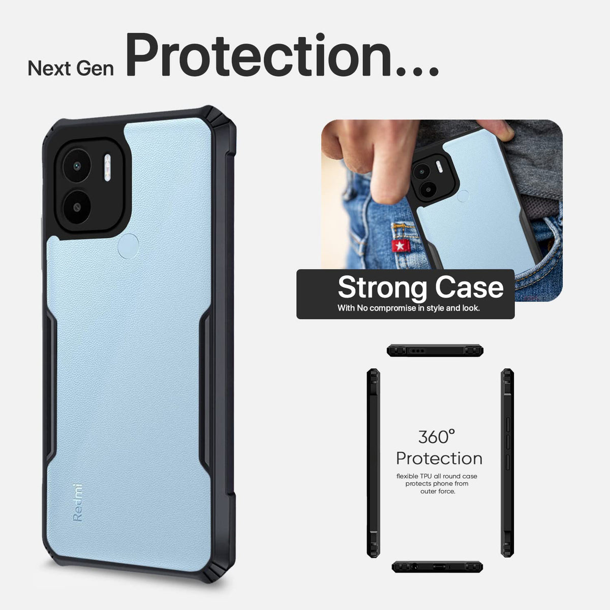 Poco C51/Redmi A1 Plus/Redmi A2 Plus/C50 phone cover in black by Pikkme – photo 6