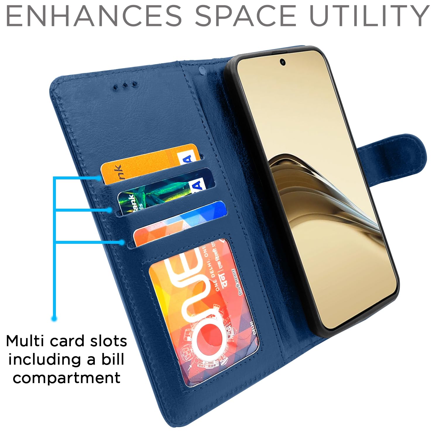 Realme 13 Pro/13 Pro Plus 5G wallet flip cover in blue by Pikkme – photo 2