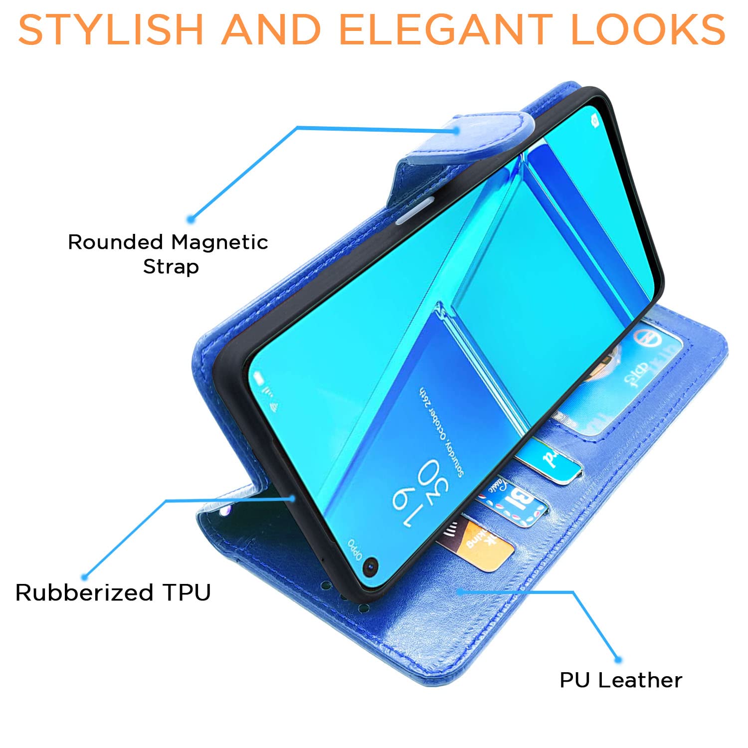 Oppo A52 mobile flip cover in blue by Pikkme – photo 5