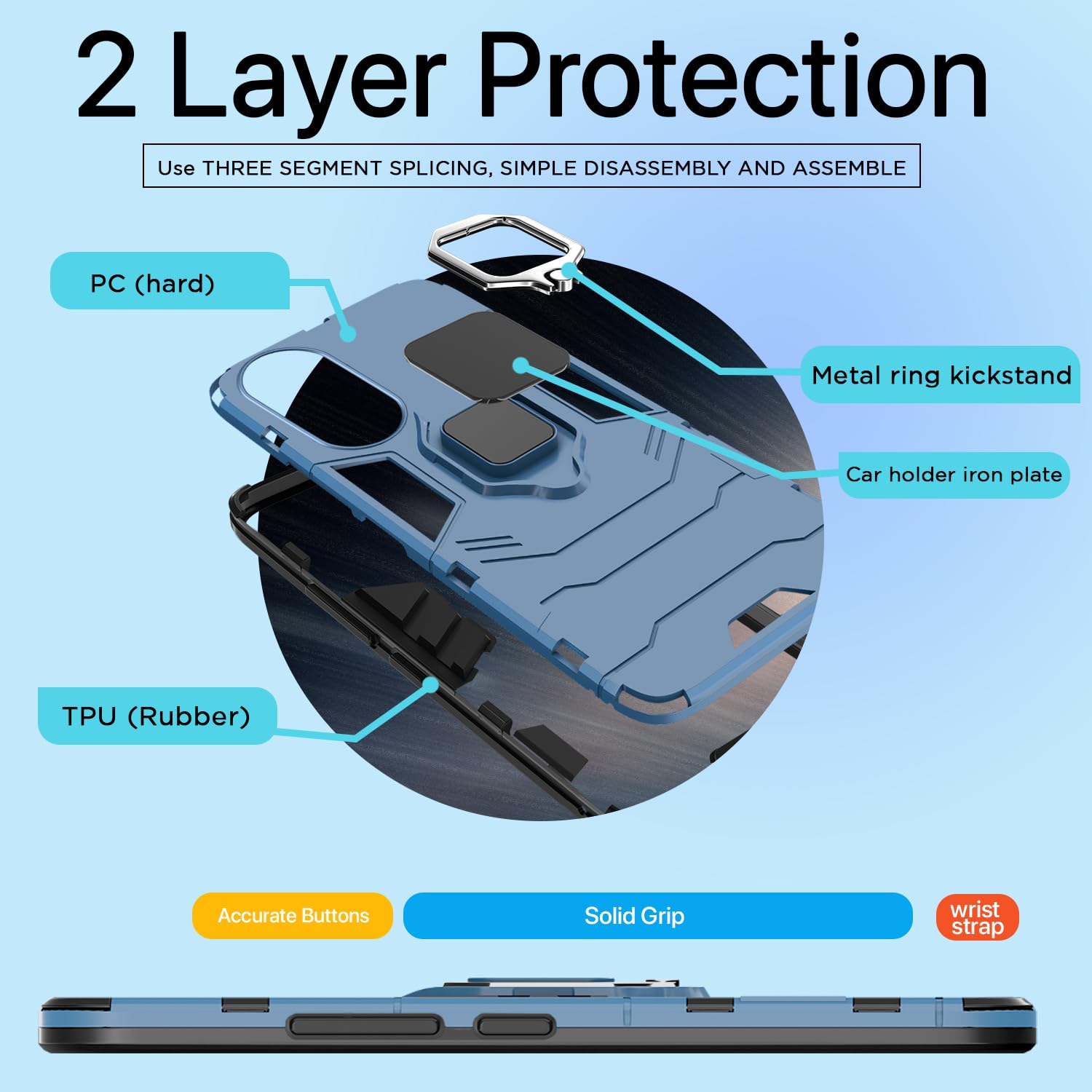 Pikkme Honor 90 5G D5 Tough Armor Back Cover | Blue