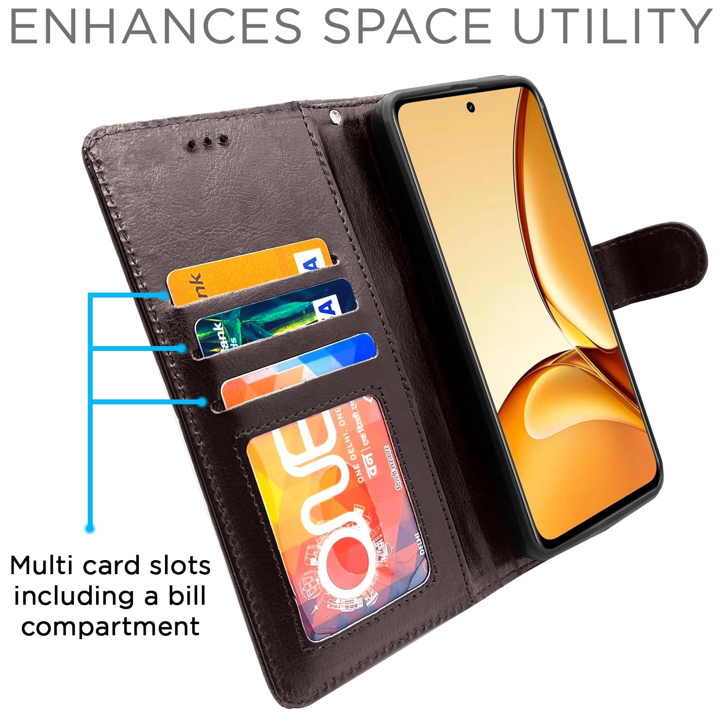 Pikkme coffee wallet flip cover for Realme C63 5G – photo 3