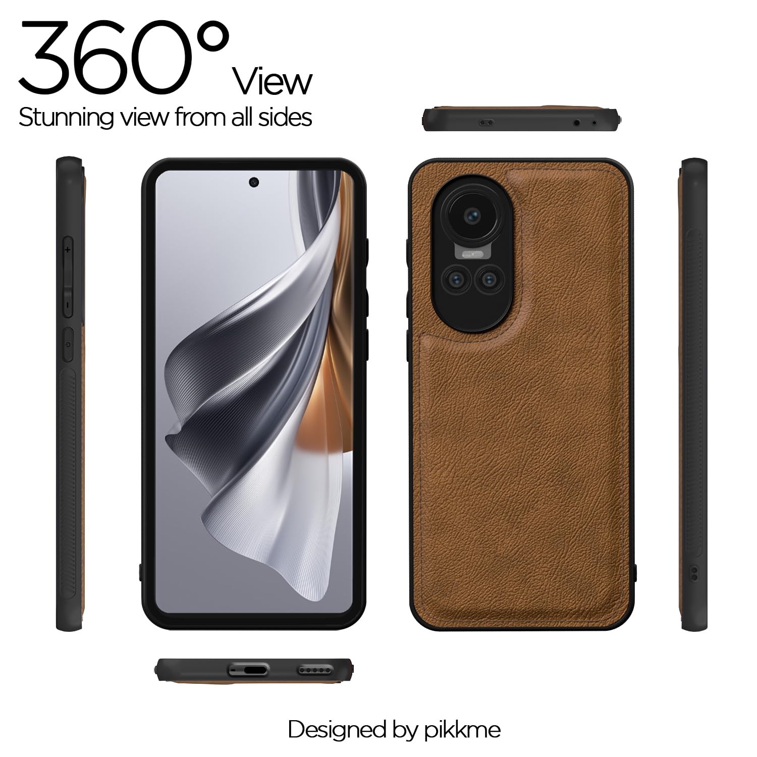 Pikkme Oppo Reno 10 5G Leatherback  Back Case | Brown