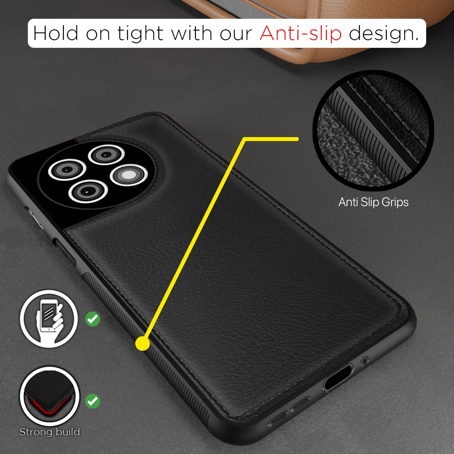Pikkme OnePlus 11R 5G Leather black mobile cover – photo 2