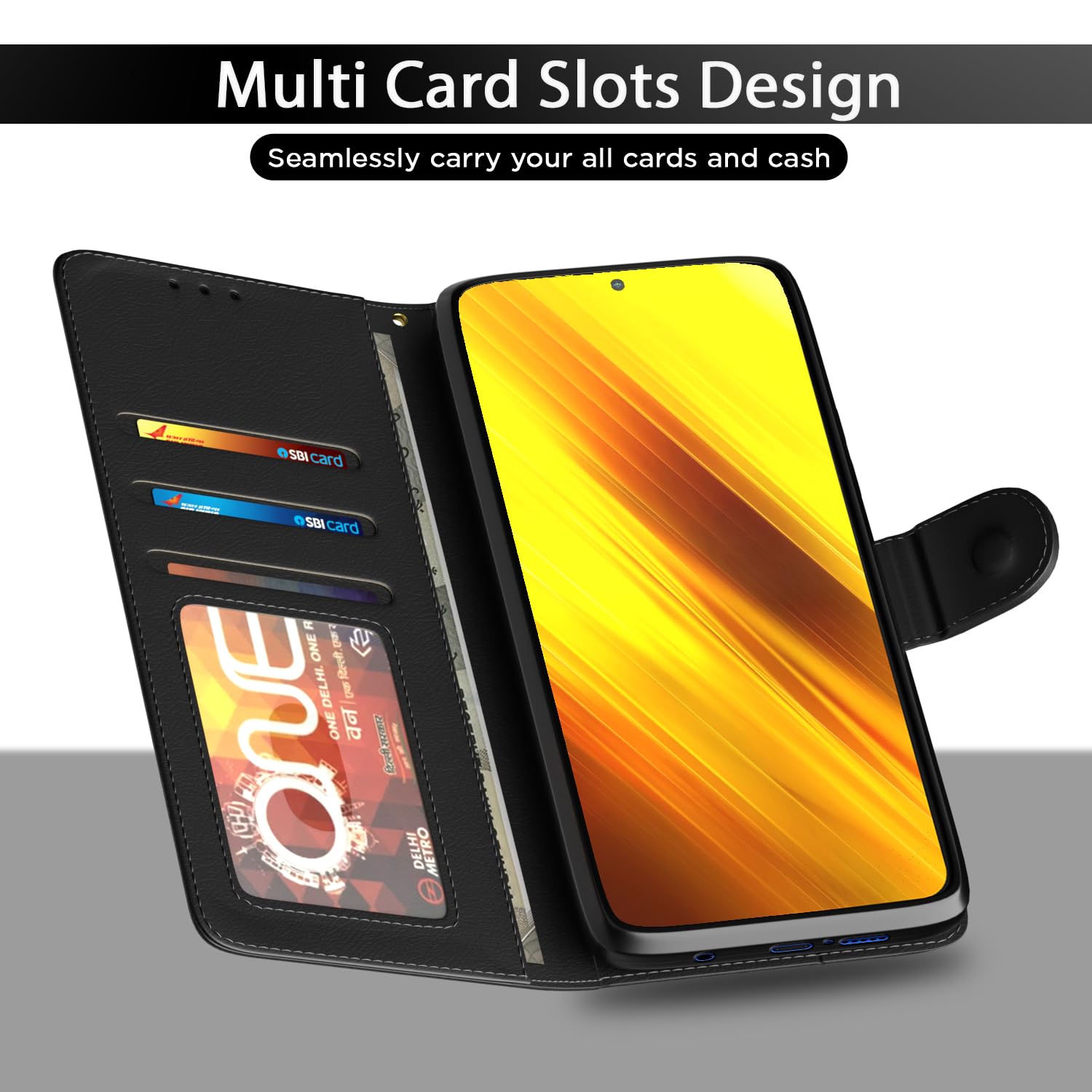 Pikkme Poco X3 Wallet black flip case – photo 5