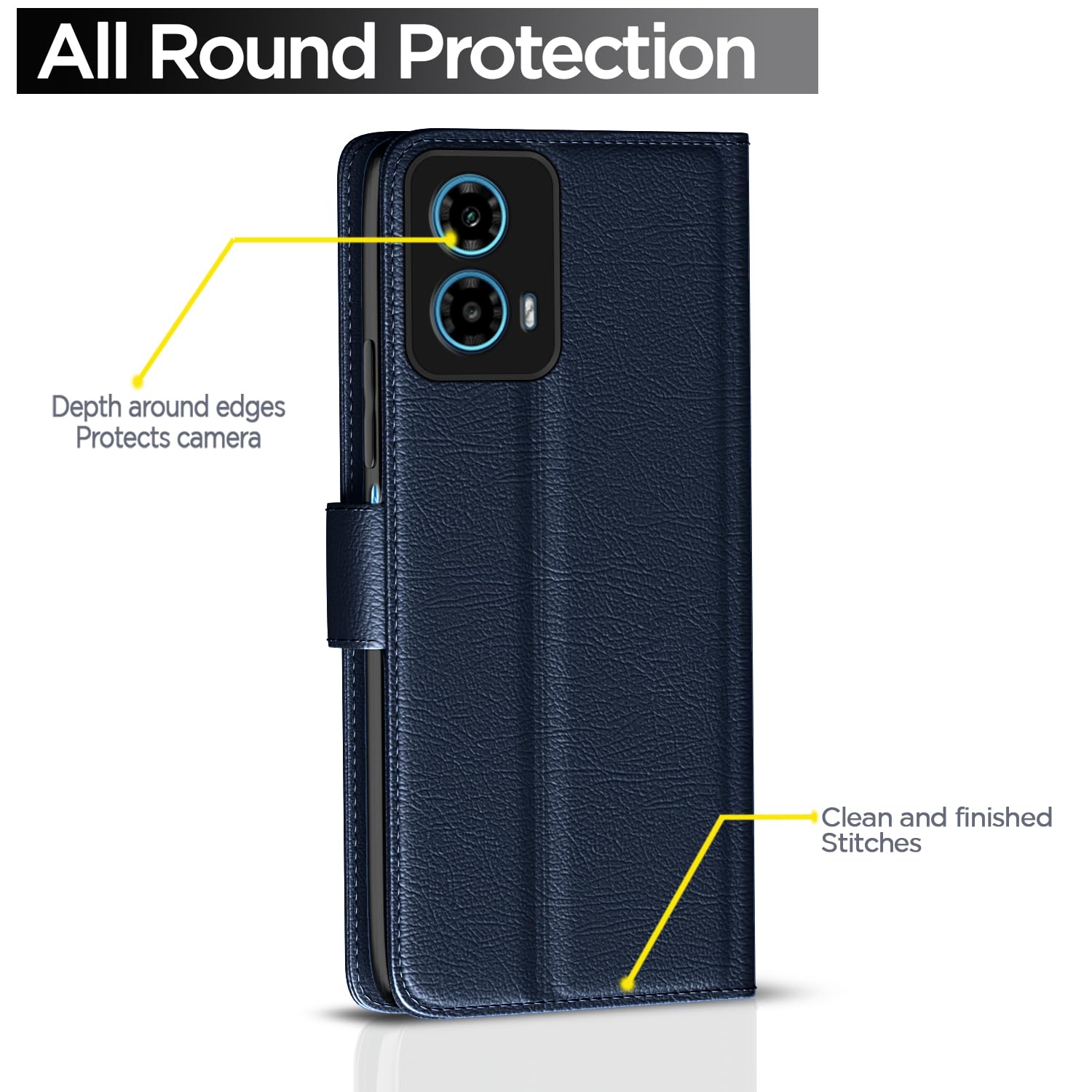 Pikkme Moto G34 / G45 5G Vintage Flip Cover (Blue)