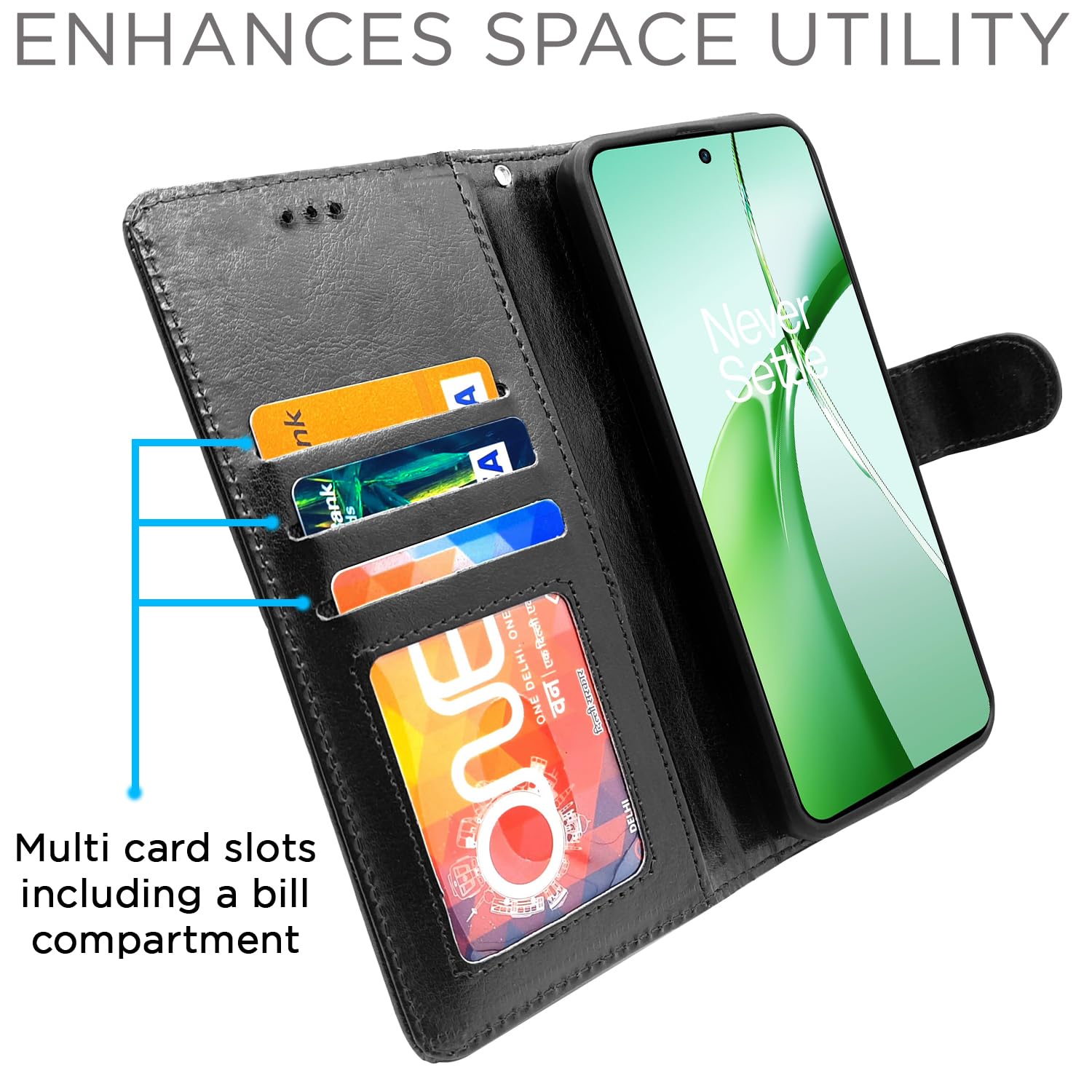 Pikkme OnePlus Nord Ce 4 5G Vintage Flip Cover (Black)