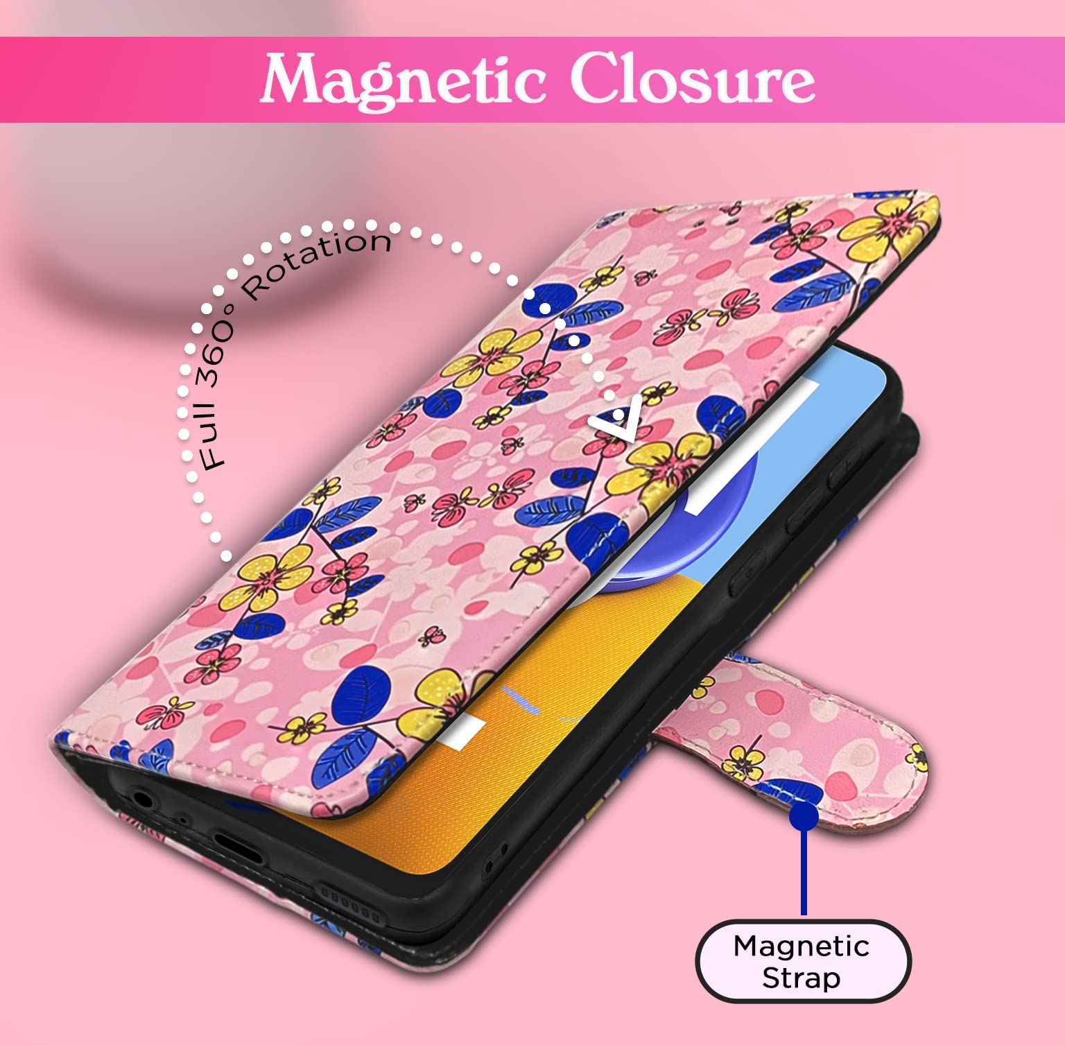 Pikkme pink flower Wallet flip cover for Samsung M04 – photo 3