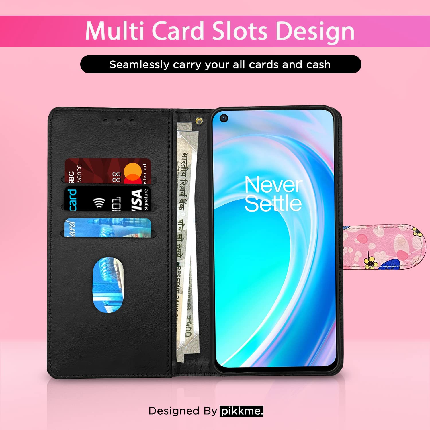 Pikkme OnePlus Nord Ce 2 Lite 5G Flower Flip Cover (Pink)