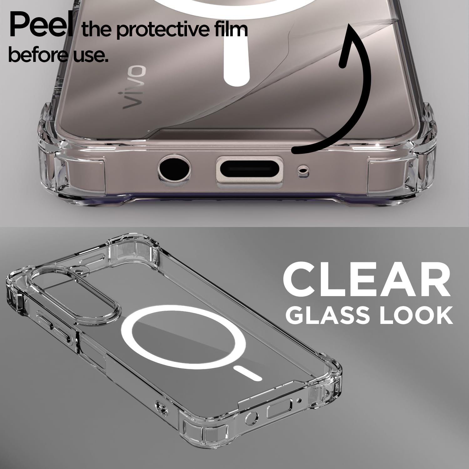 Pikkme iQOO Z10 Lite 5G/Vivo T4 Lite 5G/Y19 5G/Y19e/Y04 4G/Y29s 5G transparent mag-safe mobile back cover – photo 3