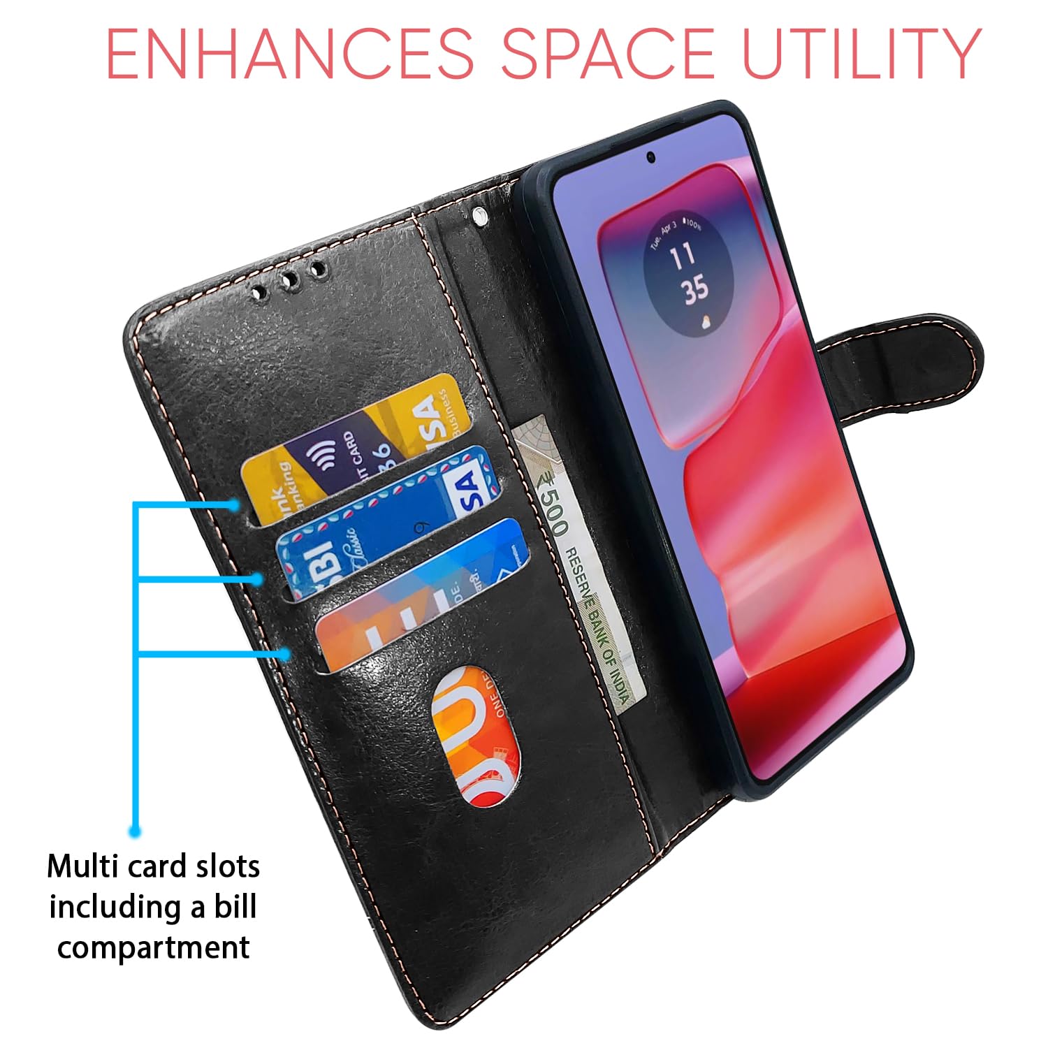 Black & brown Magnetic flip case for Moto Edge 50 Pro 5G – Pikkme – photo 4