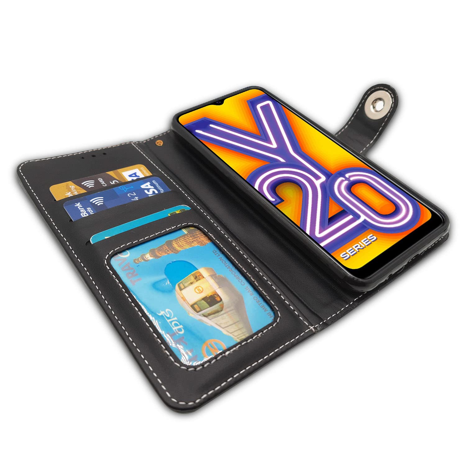 Pikkme Vivo Y12s / Y20 / Y20i / Y20G Wallet Style Inbuilt Pockets & Stand | Strong Magnetic Flip Cover (Grey)