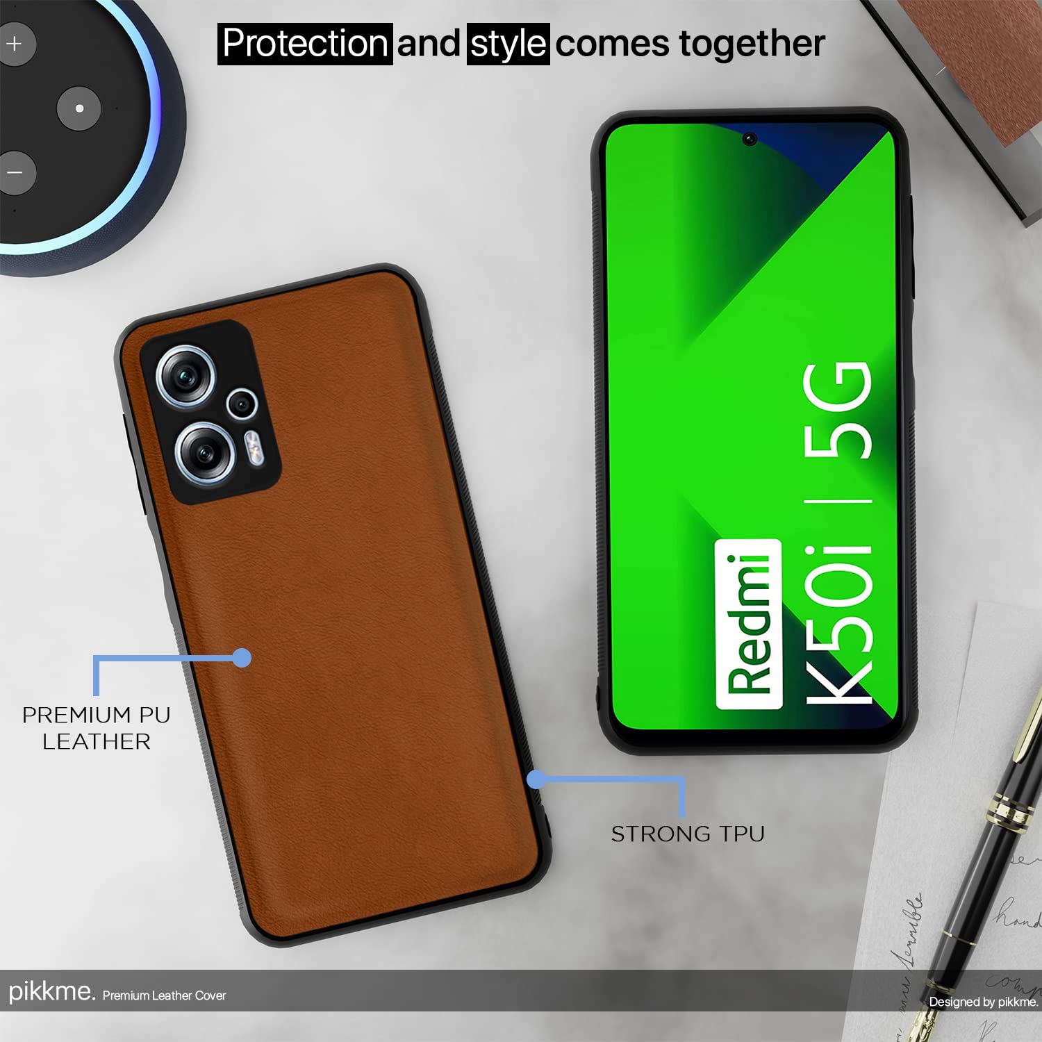 Pikkme camel Leather phone cover for Redmi K50i 5G – photo 5