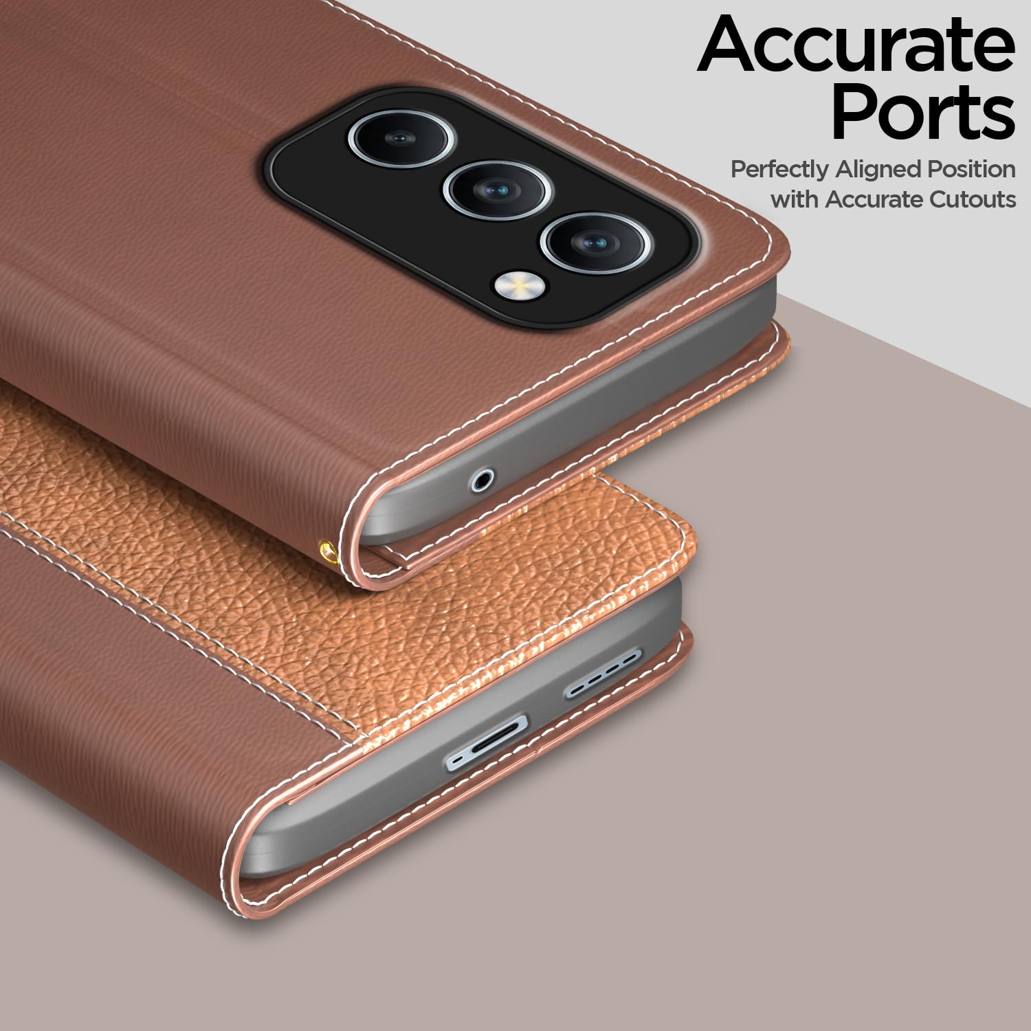 Pikkme Realme P4 Lite/C83 5G tan flip case – photo 2