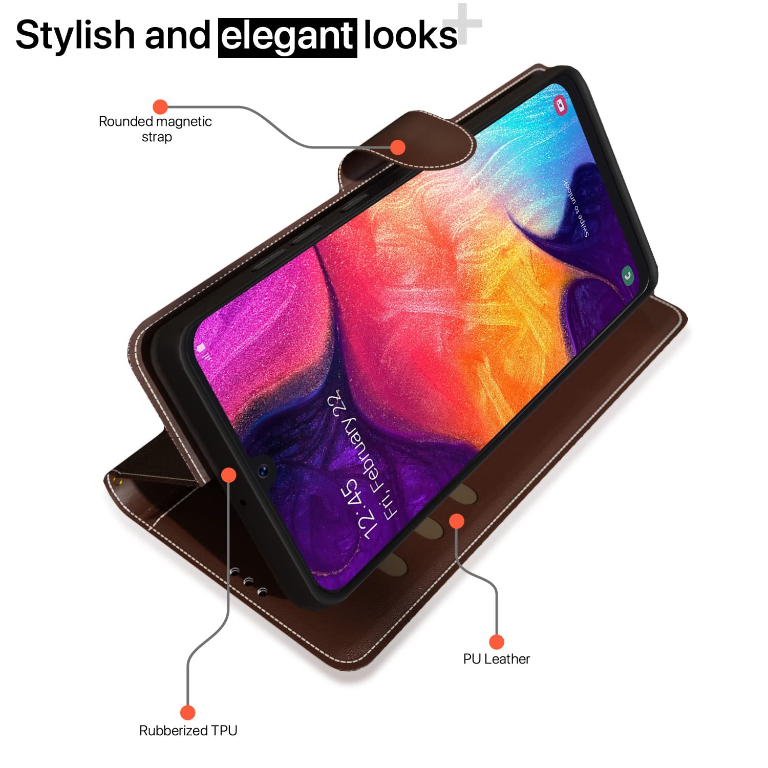 Samsung A50/A50s/A30s flip case in brown & coffee by Pikkme – photo 3