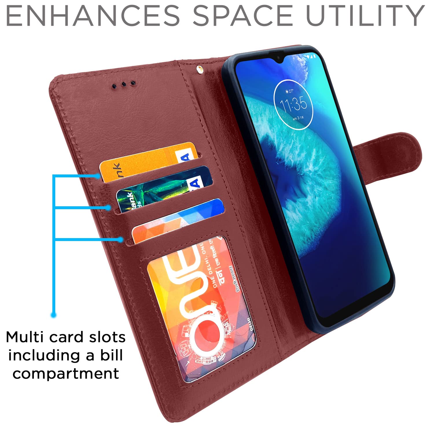 Pikkme Moto G8 Power Lite brown flip case – photo 3