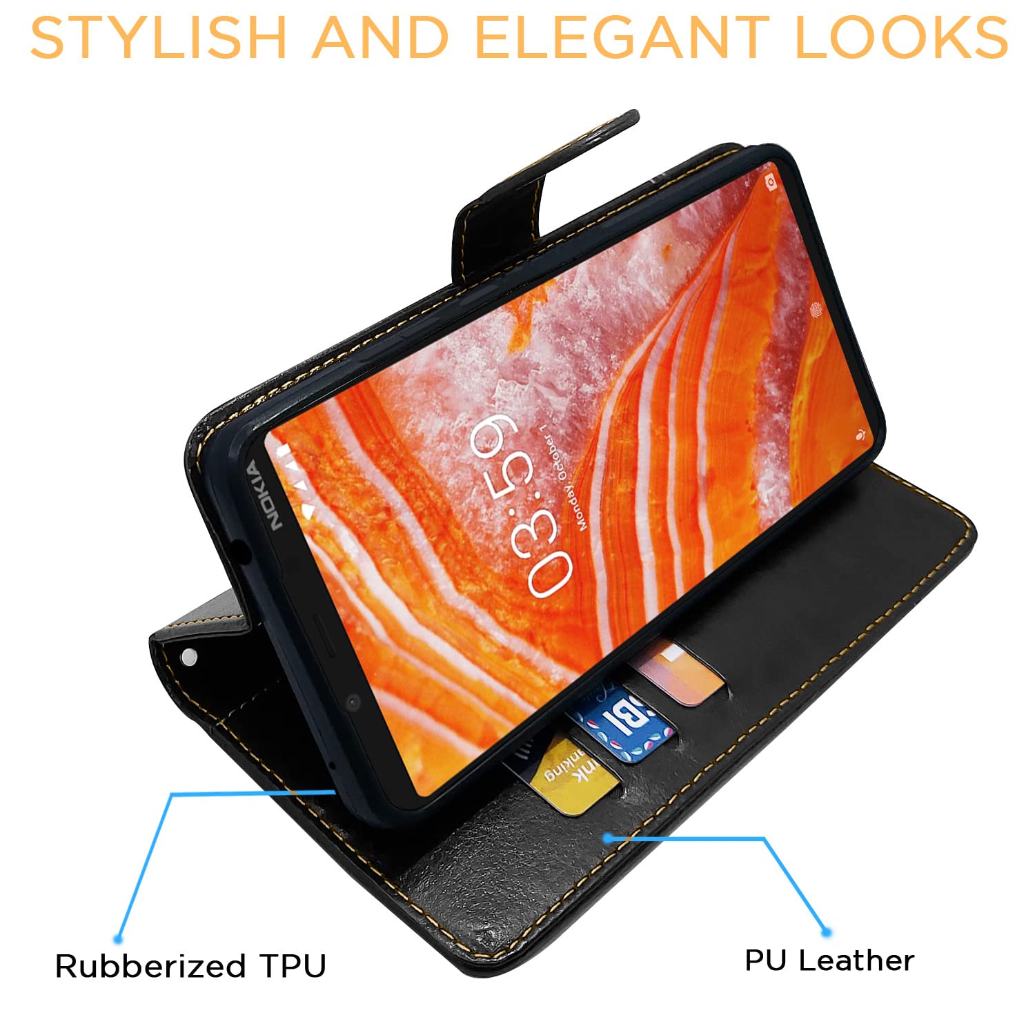 Pikkme Nokia 3.1 Plus/3.1 black & brown mobile flip cover – photo 5