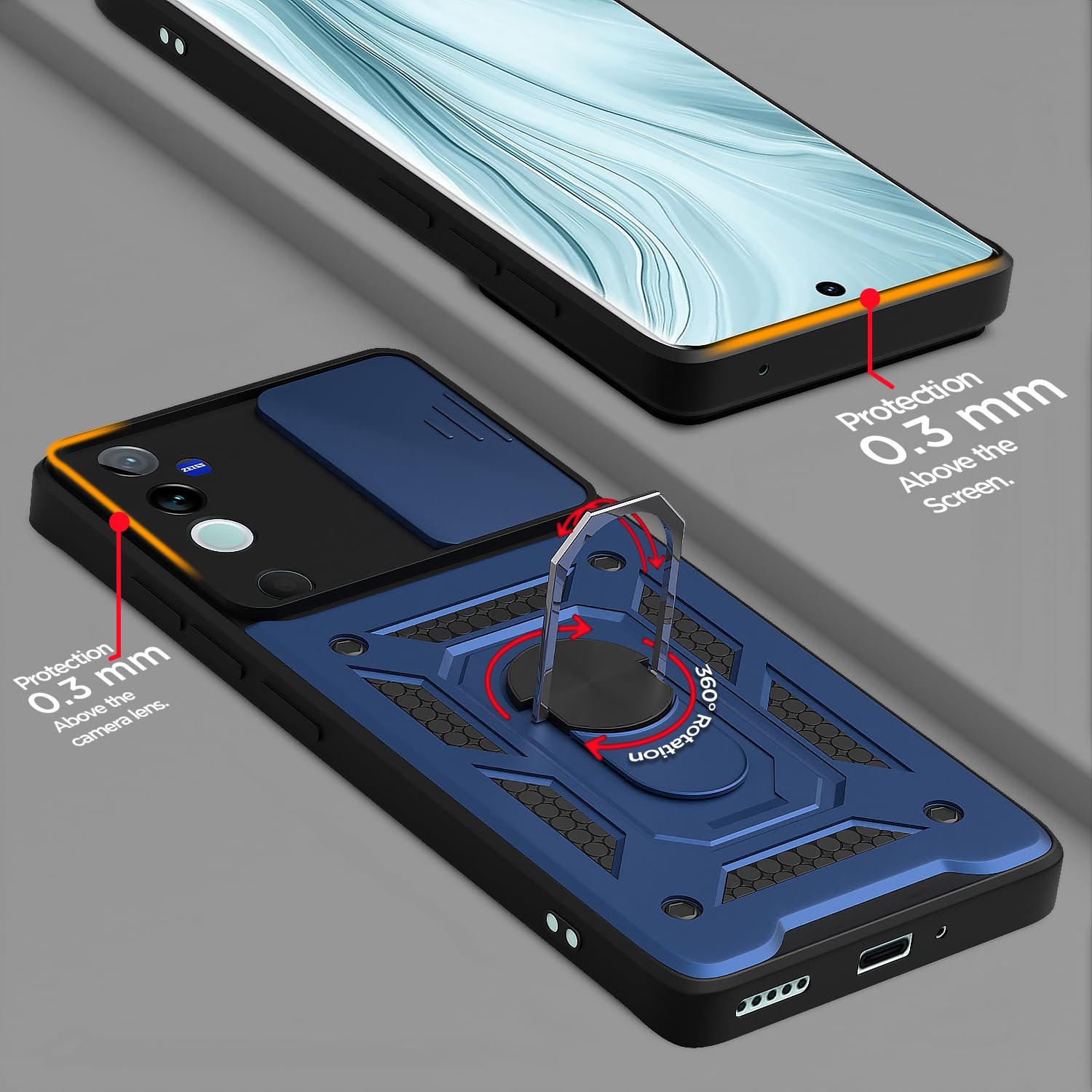 Pikkme Vivo V40/V40 Pro/T3 Ultra 5G blue mobile back cover – photo 4
