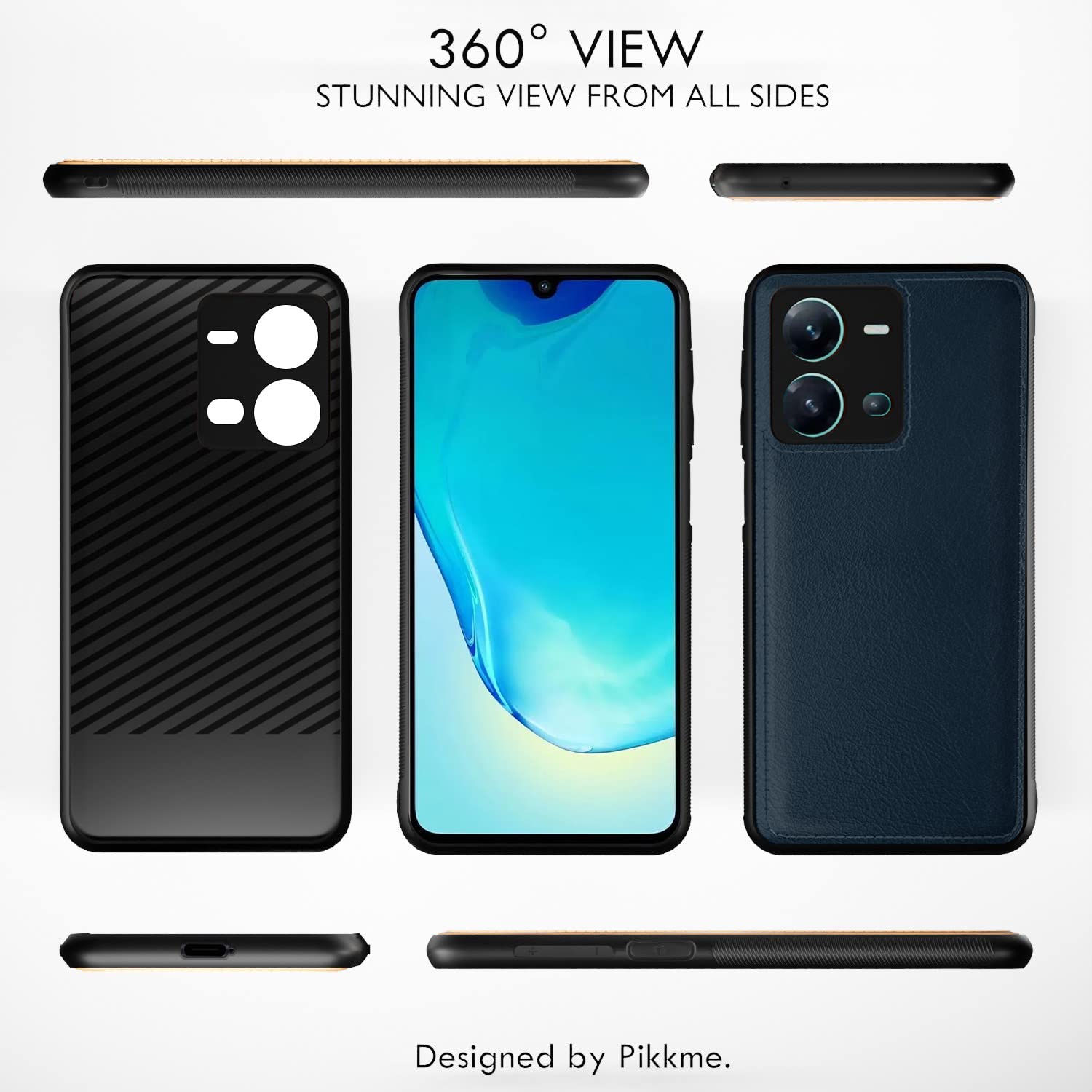 Pikkme Vivo V25 5G Leatherback Back Case | Blue