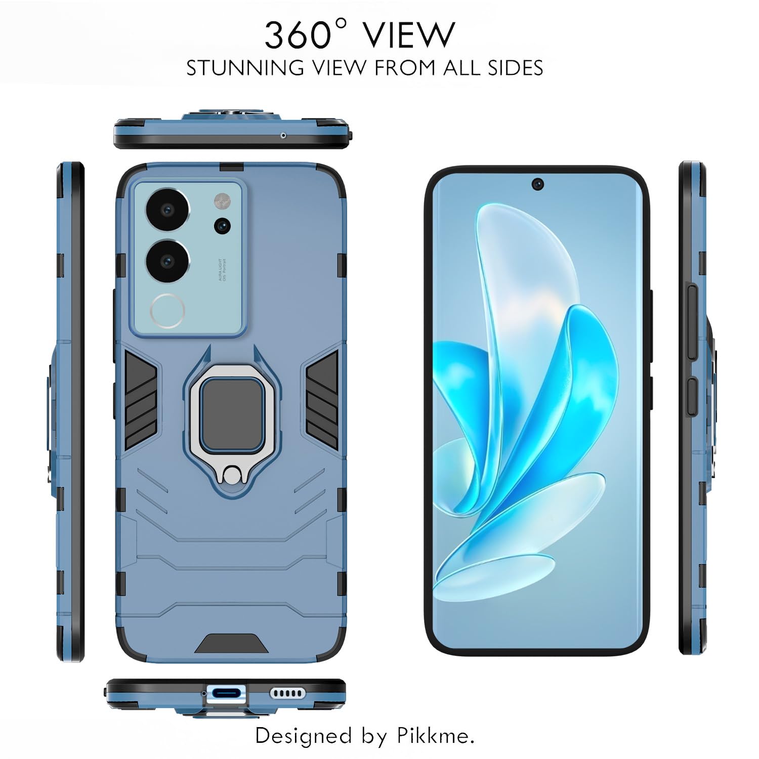 Pikkme blue D5 Tough Armor mobile back cover for Vivo V29/V29 Pro 5G – photo 2