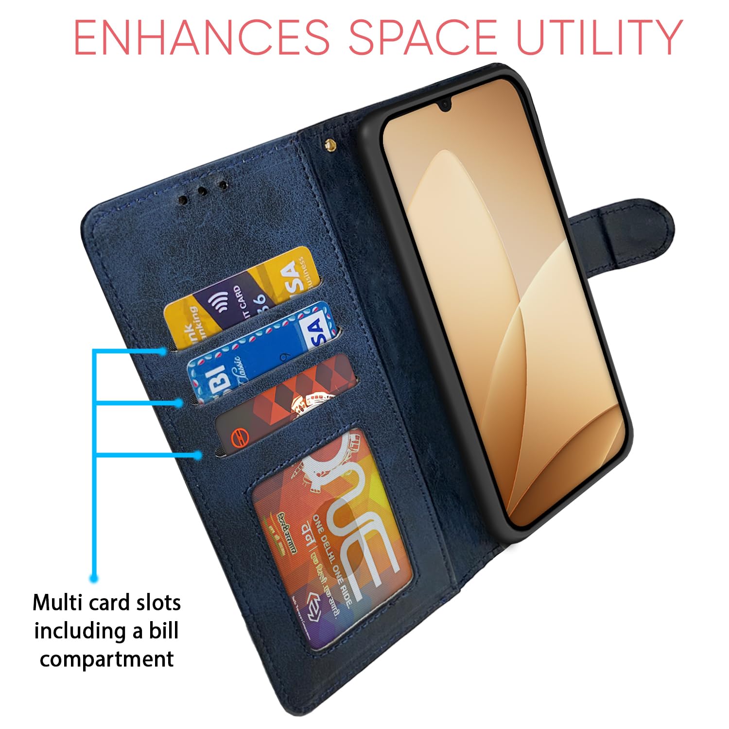Pikkme navy & light blue Magnetic mobile flip cover for Oppo A6c – photo 5