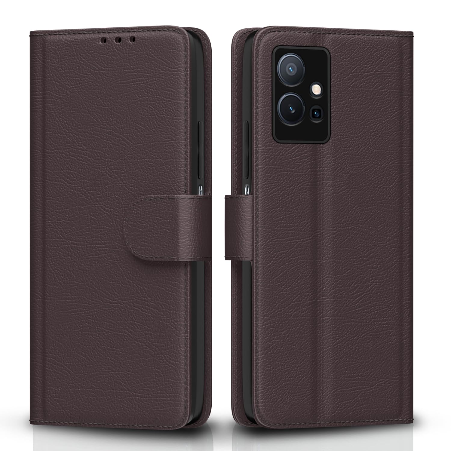 Vivo T1 5G / Vivo Y75 5G / iQOO Z6 5G Button Flip Cover -Coffee