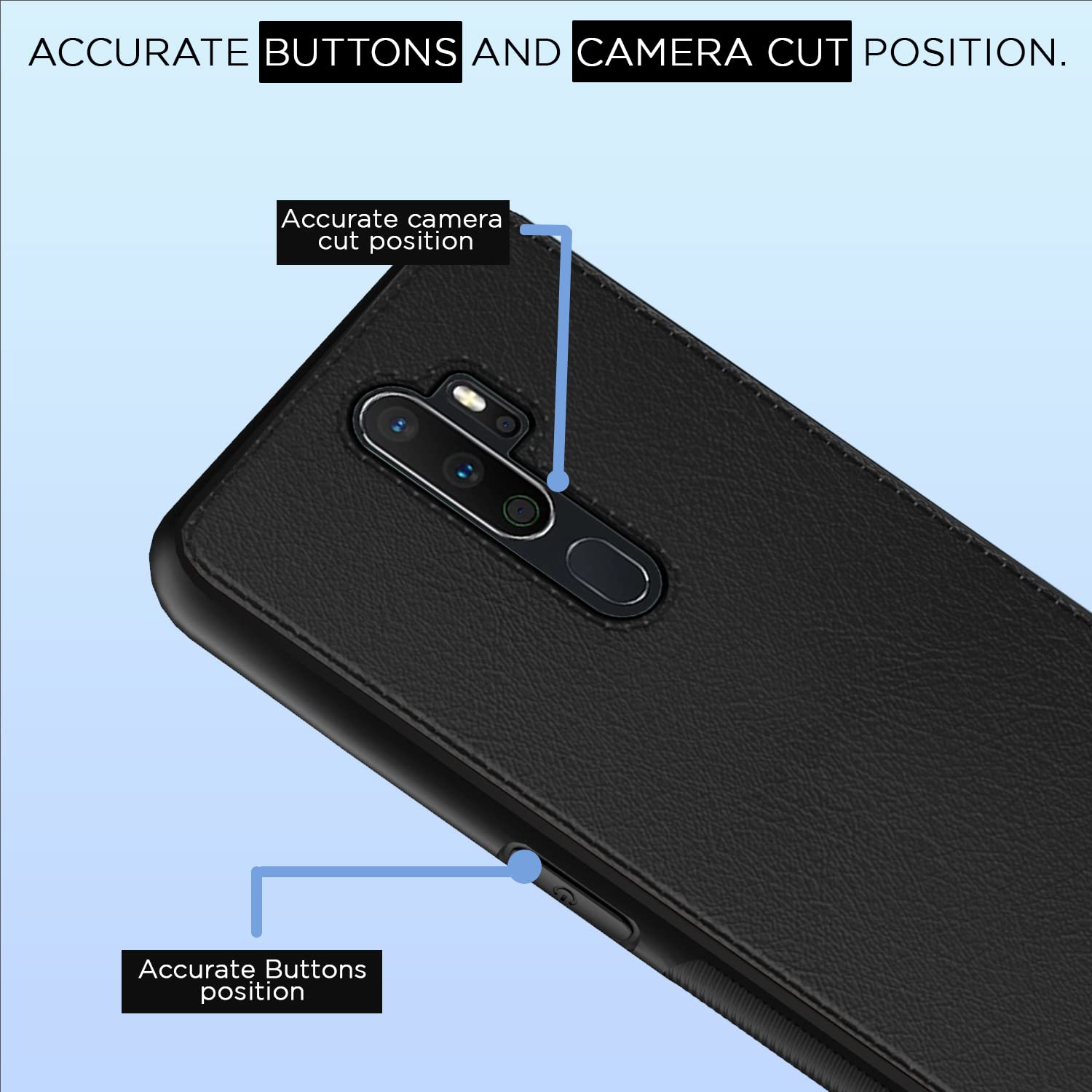 Pikkme Oppo A5 2020 / A9 2020 Leather Back Case | Black