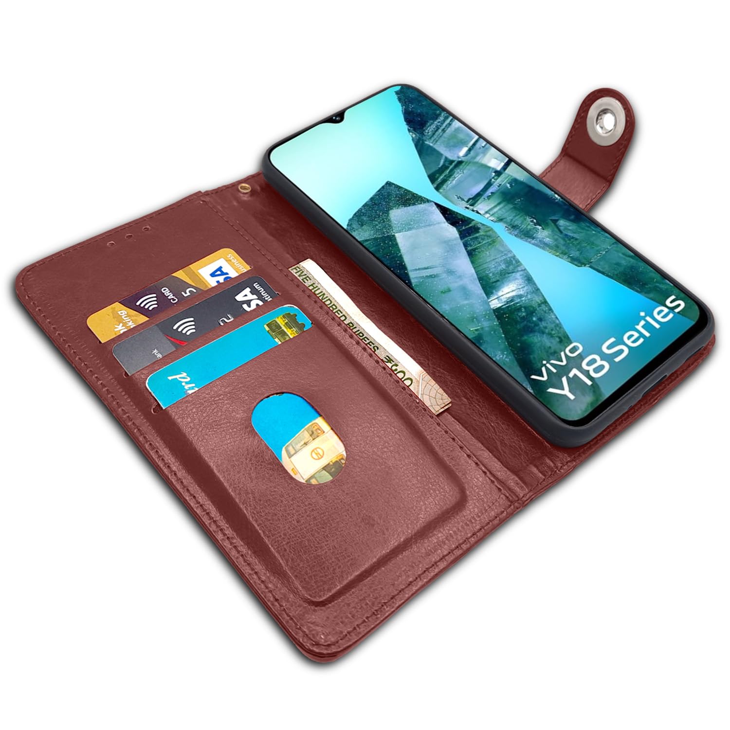 Brown flip cover for iQOO Z9 Lite 5G/Vivo T3 Lite 5G/Vivo Y18/Y18e/Y03 – Pikkme – photo 3