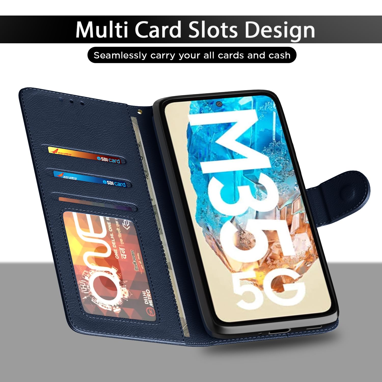 Samsung Galaxy M35 5G Vintage Flip Cover (Blue)