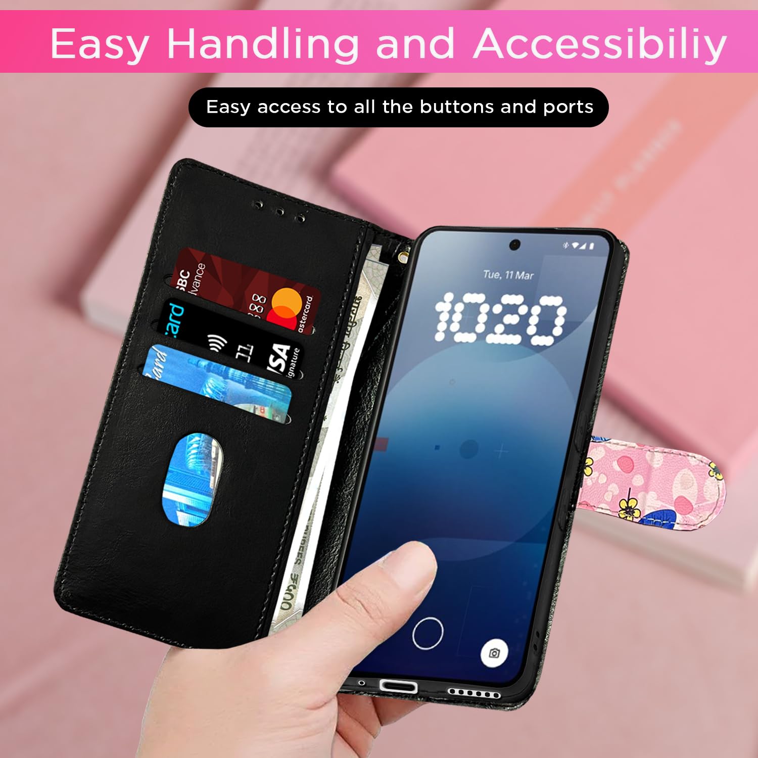 Pikkme pink flower Wallet flip cover for Nothing Phone 3a Pro 5G – photo 7