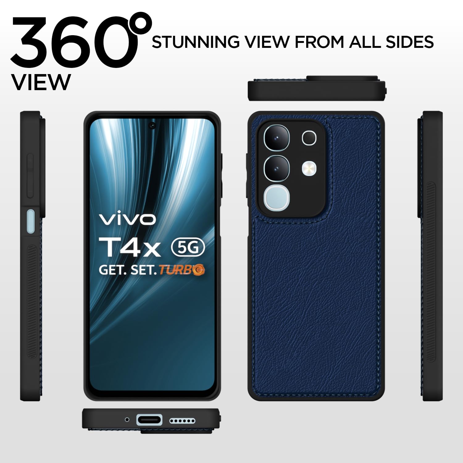 Pikkme Vivo T4x 5G / iQoo Z10x 5G Leather Back Case | Blue