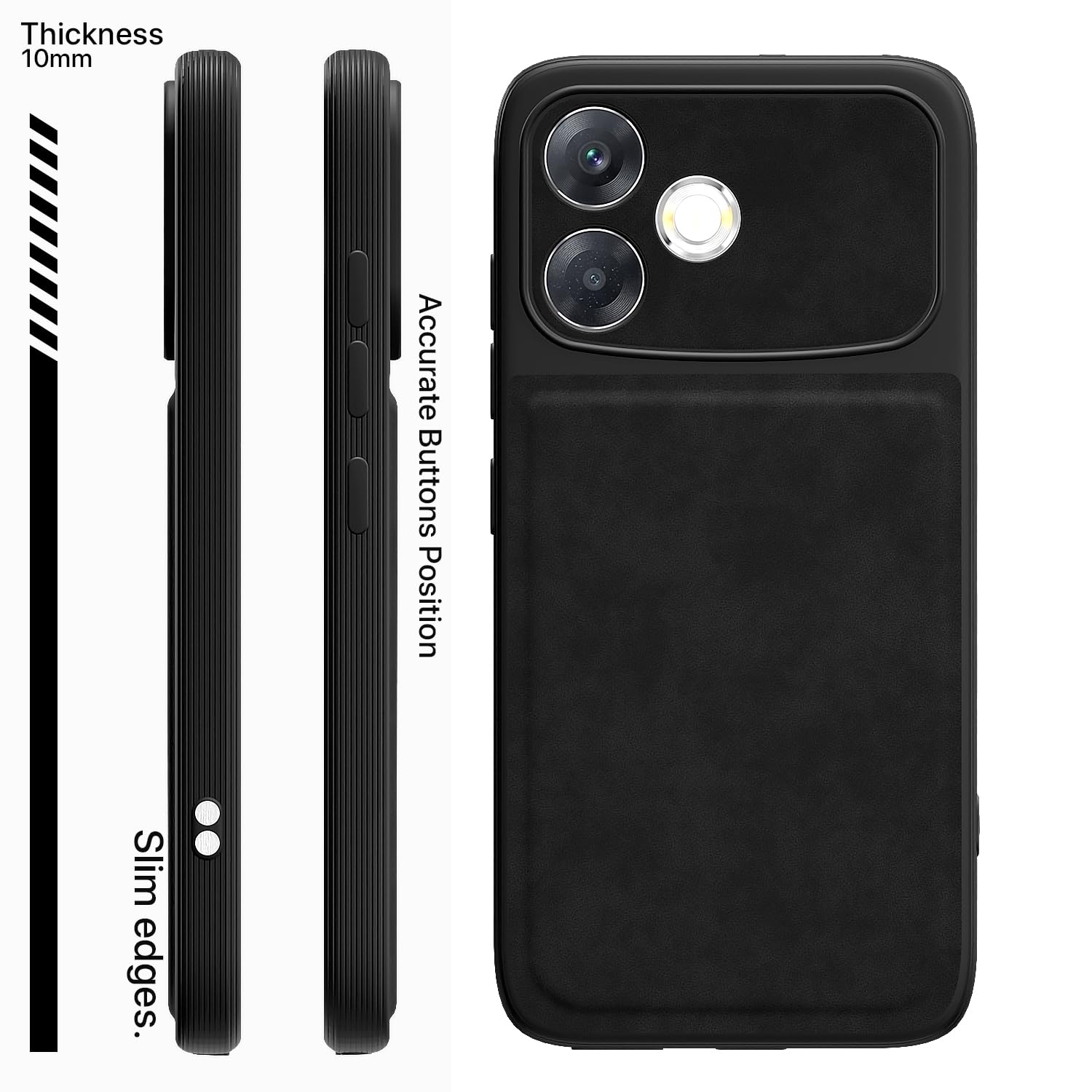 Pikkme black Leather mobile back cover for Oppo F33 Pro 5G – photo 3