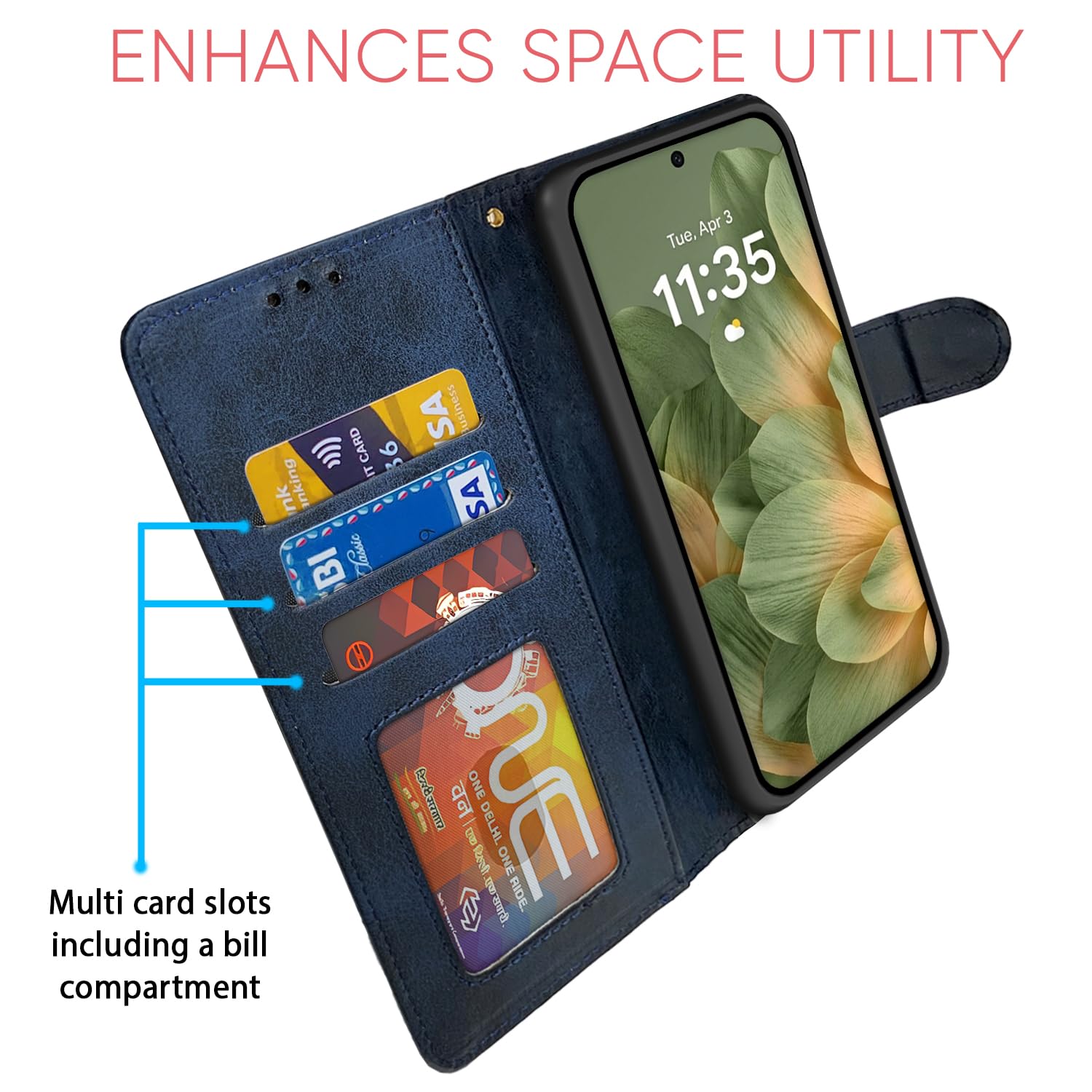 Pikkme navy & light blue mobile flip cover for Moto Edge 70 Pro 5G – photo 5