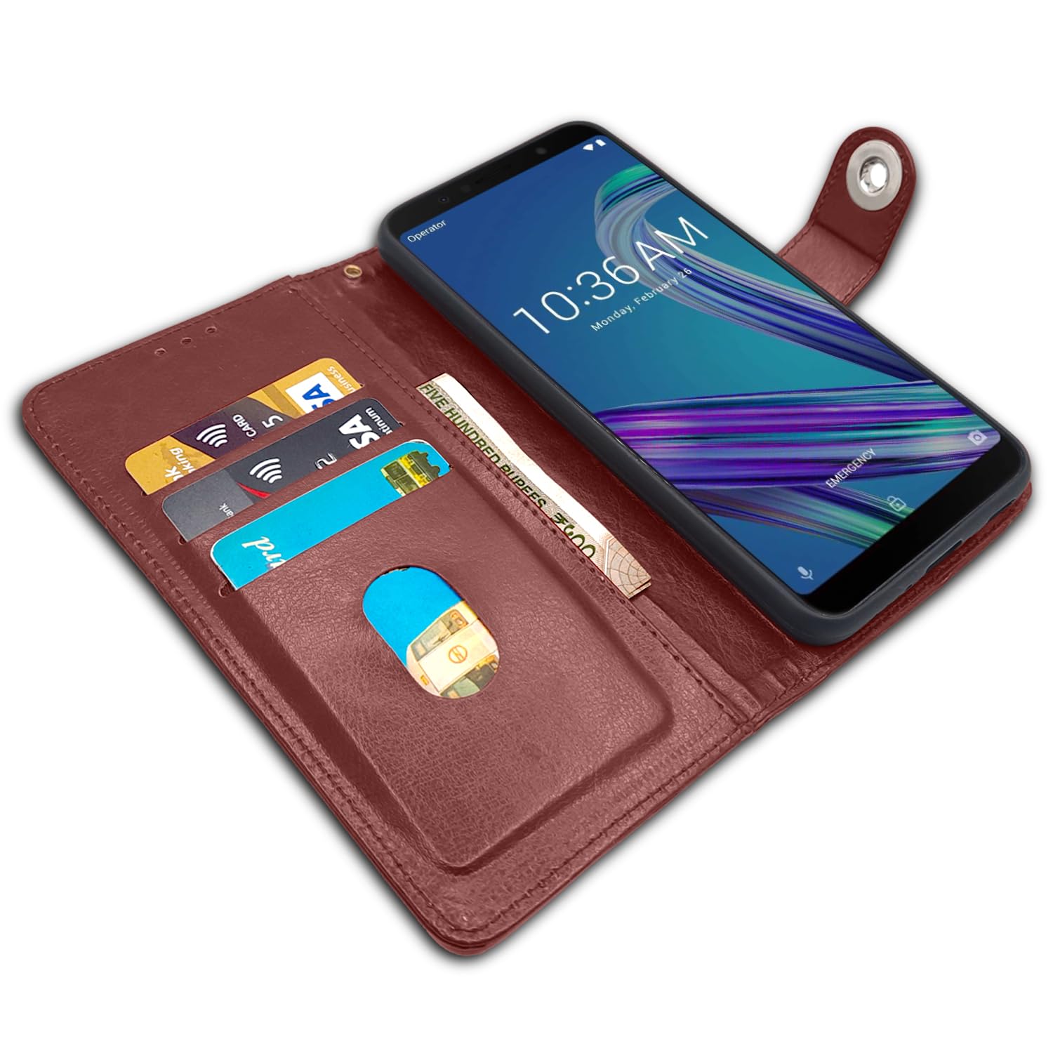 Button brown mobile flip cover for Asus – Pikkme – photo 3