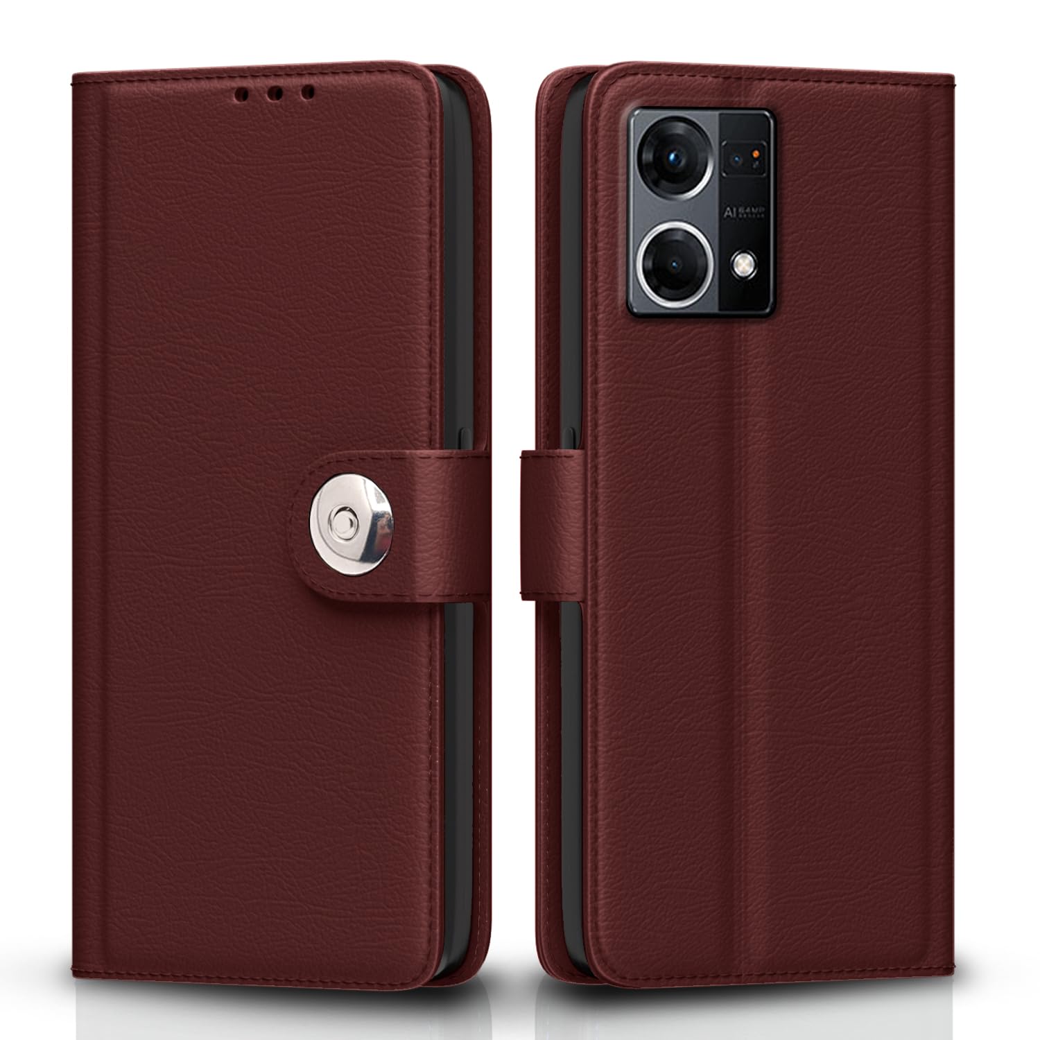Pikkme brown Button flip cover for Oppo Reno 7 5G