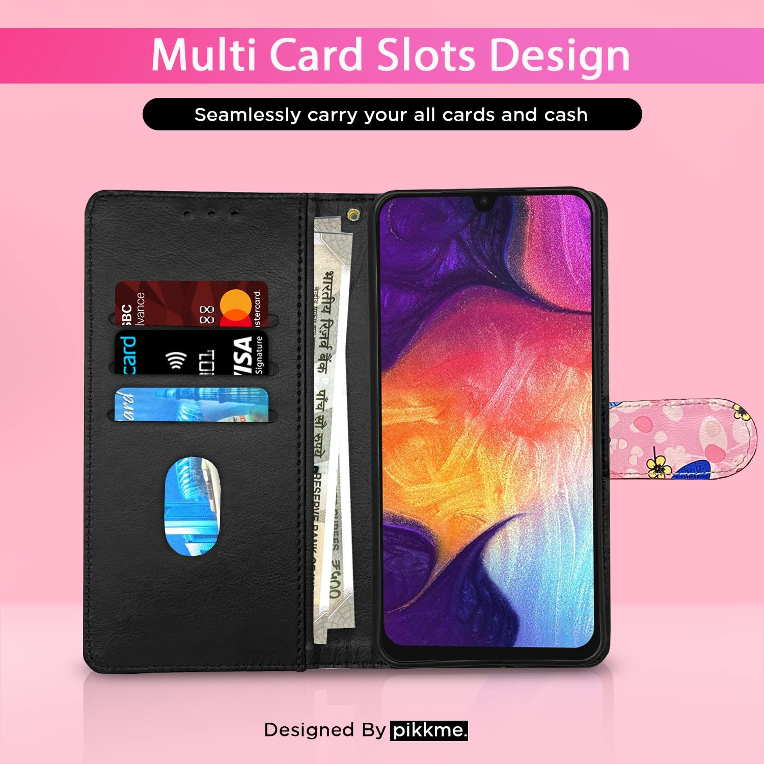 Pikkme Samsung Galaxy A50 / A50s / A30s Flower Flip Cover (Pink)