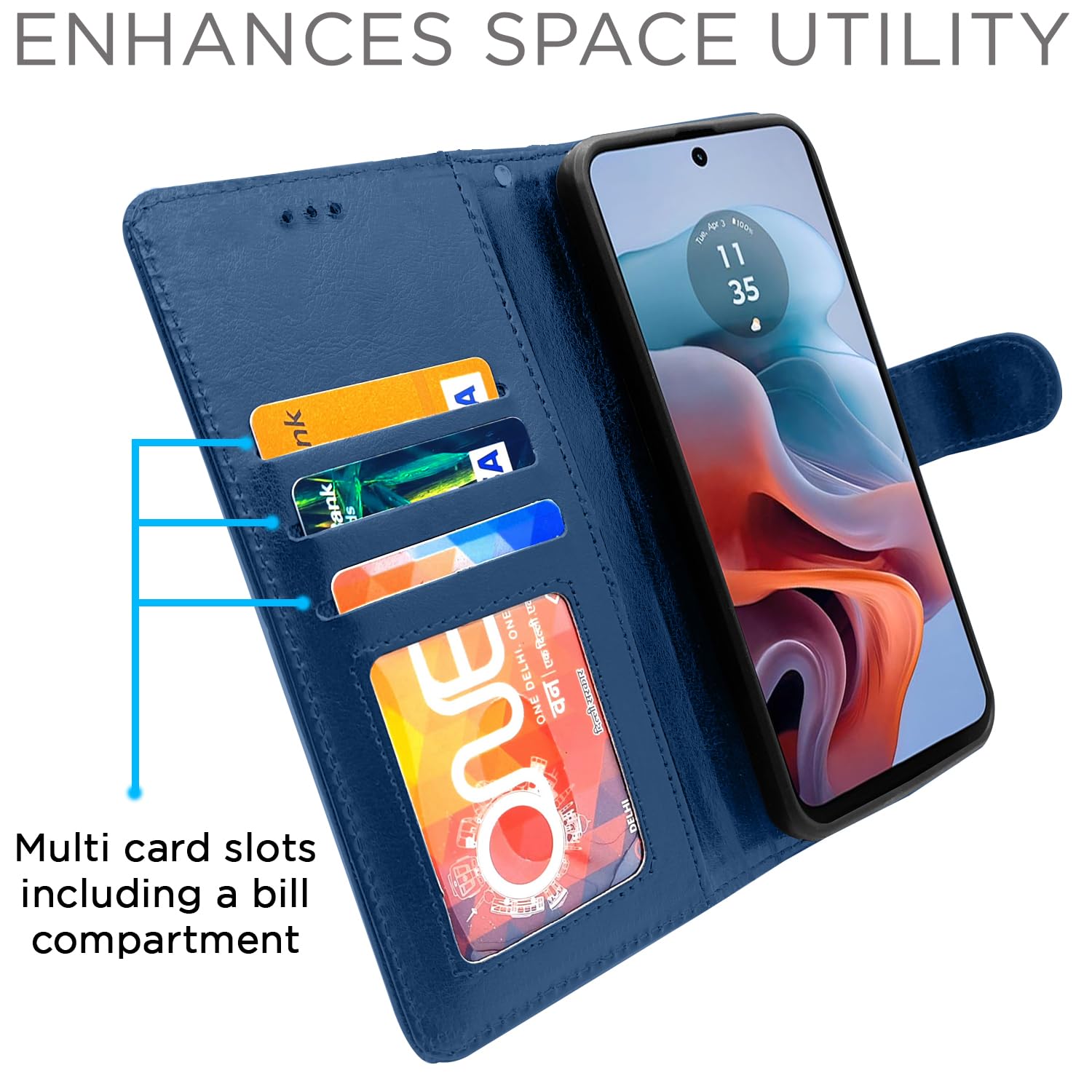 Pikkme blue wallet flip cover for Moto G24 Power – photo 5