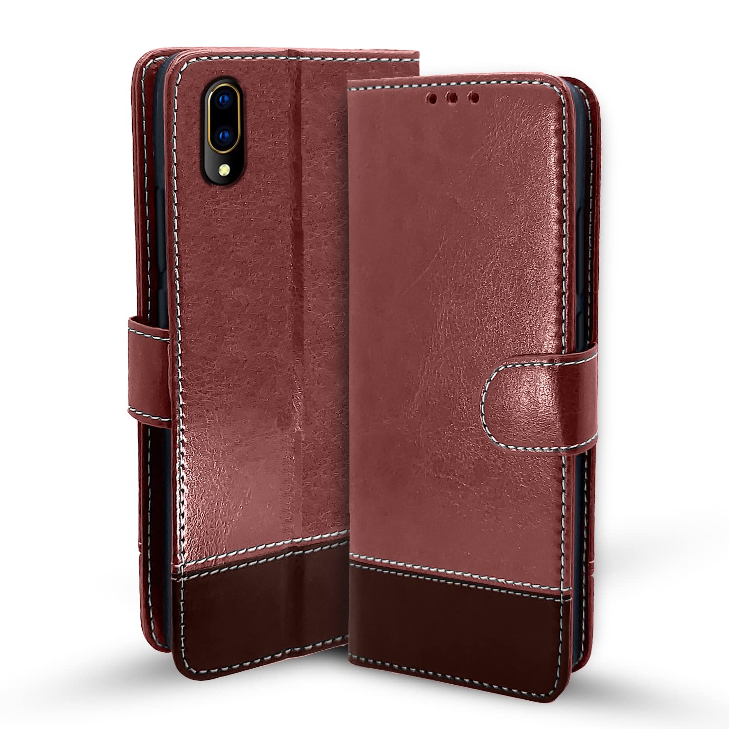 Vivo V11 Pro mobile flip cover in brown & coffee by Pikkme