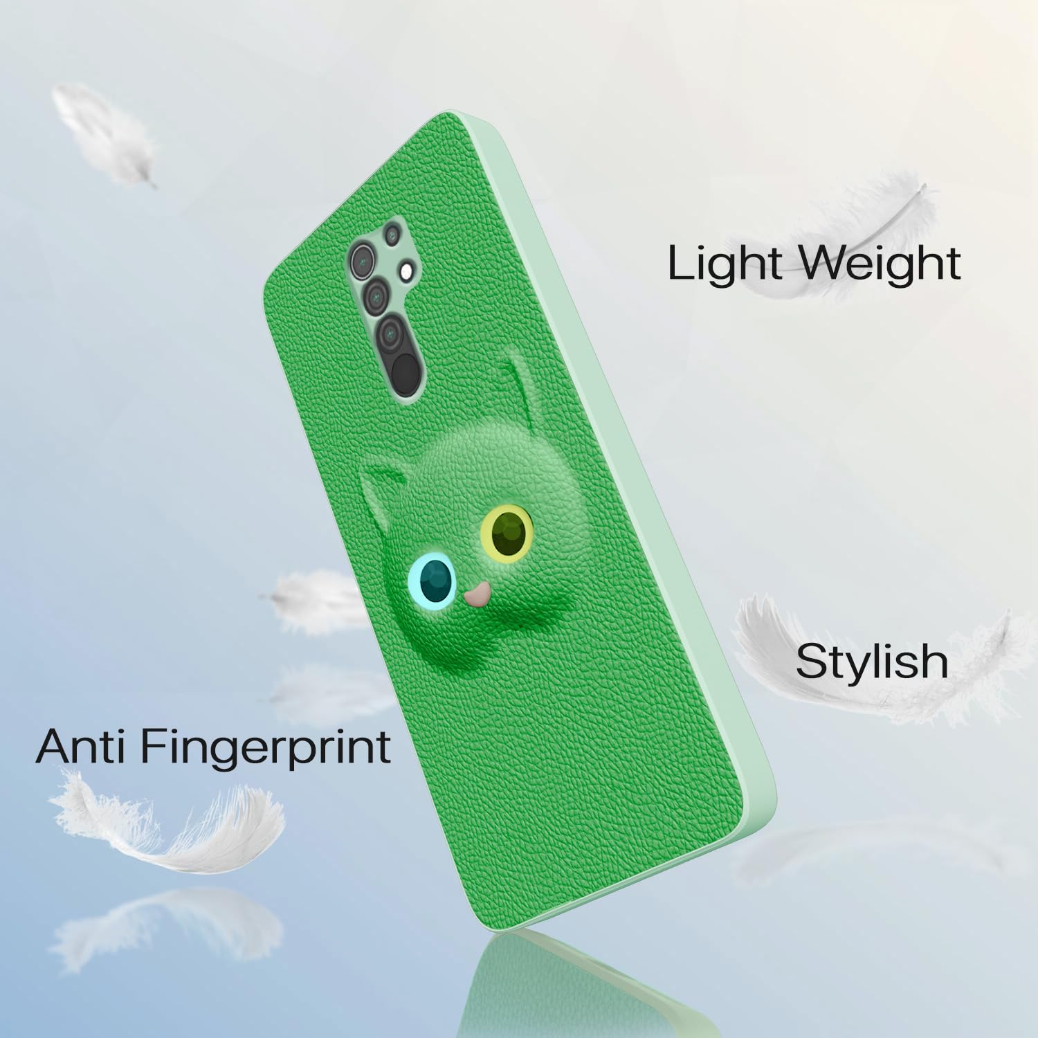 Pikkme Redmi 9 Prime/Poco M2 Kitty Back Cover (Green)