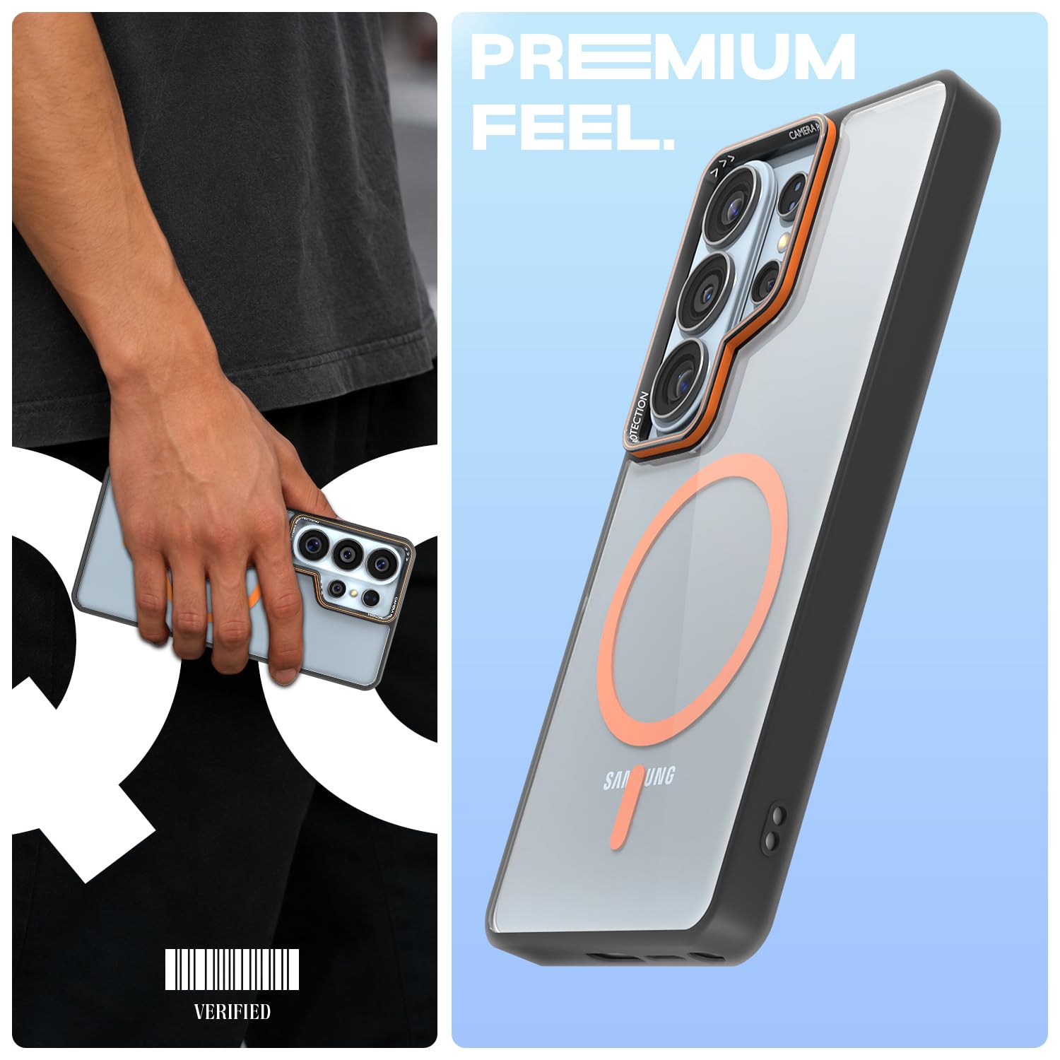 Samsung S26 Ultra 5G MagSafe mobile cover in black & orange mag-safe by Pikkme – photo 2